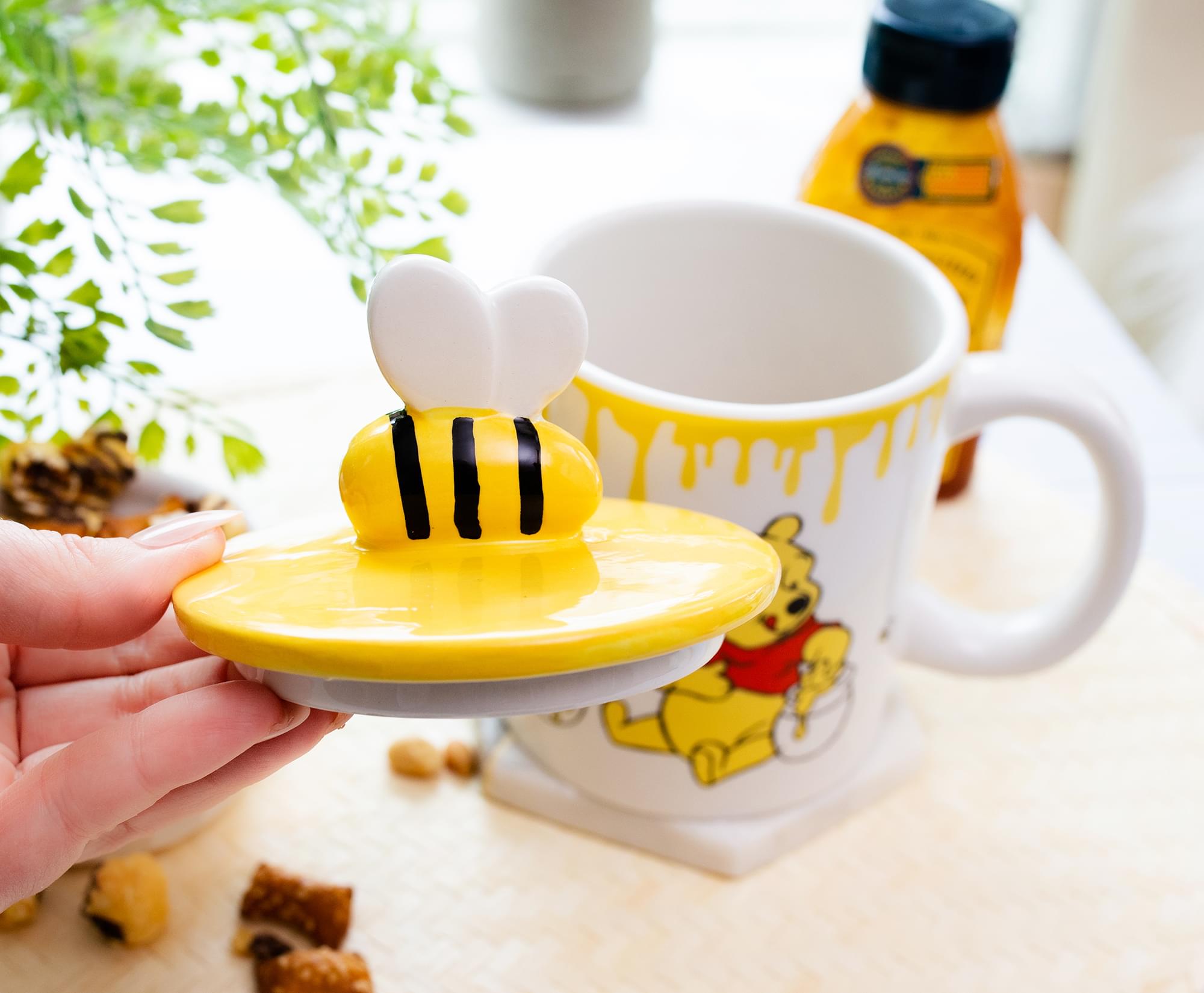 Disney's Enchanting Winnie The Pooh Hunny Pot Ceramic Mug with Lid - 18 Ounce Delight