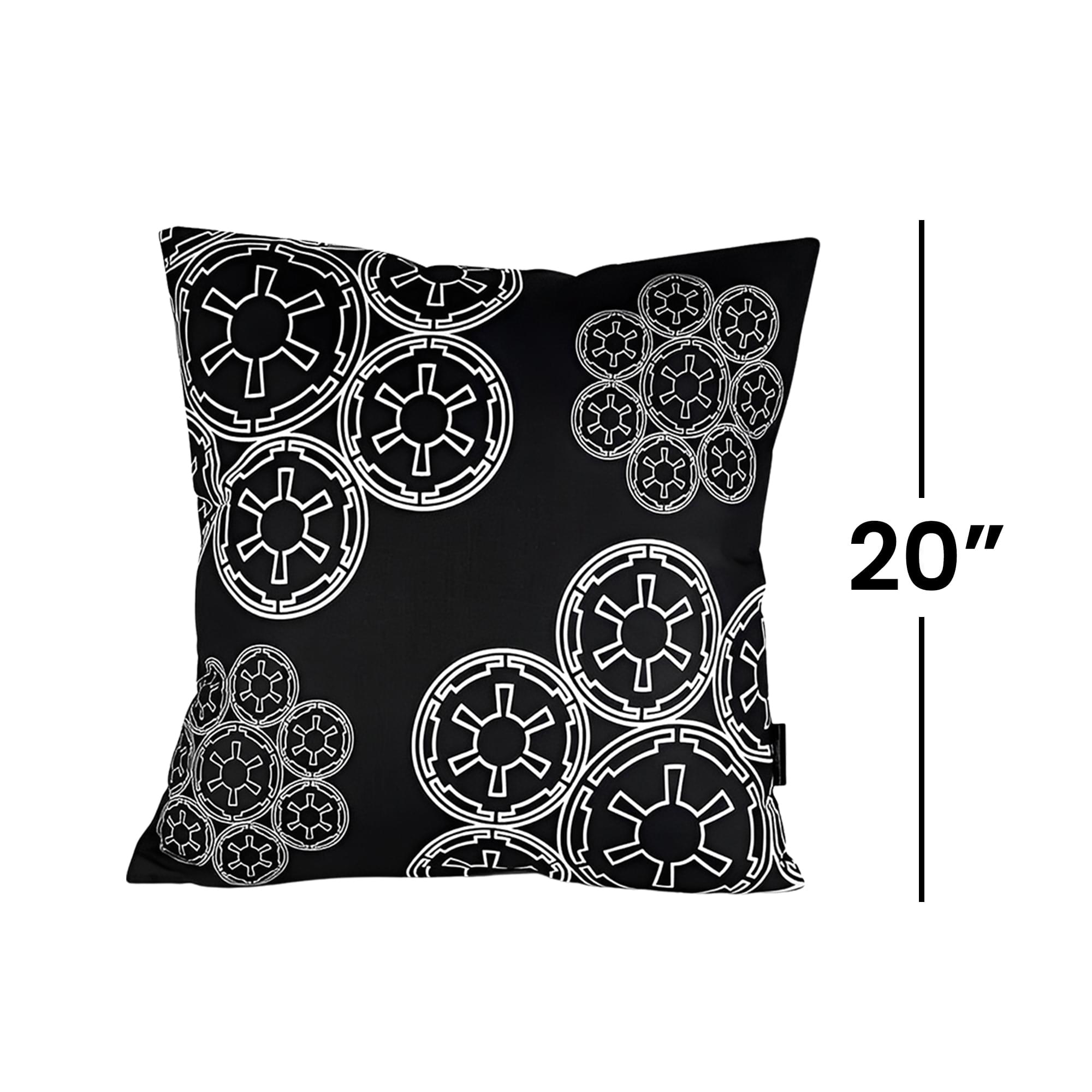 Epic Star Wars Black Throw Pillows with White Imperial Logo - 20x20 Inches (Set of 2)