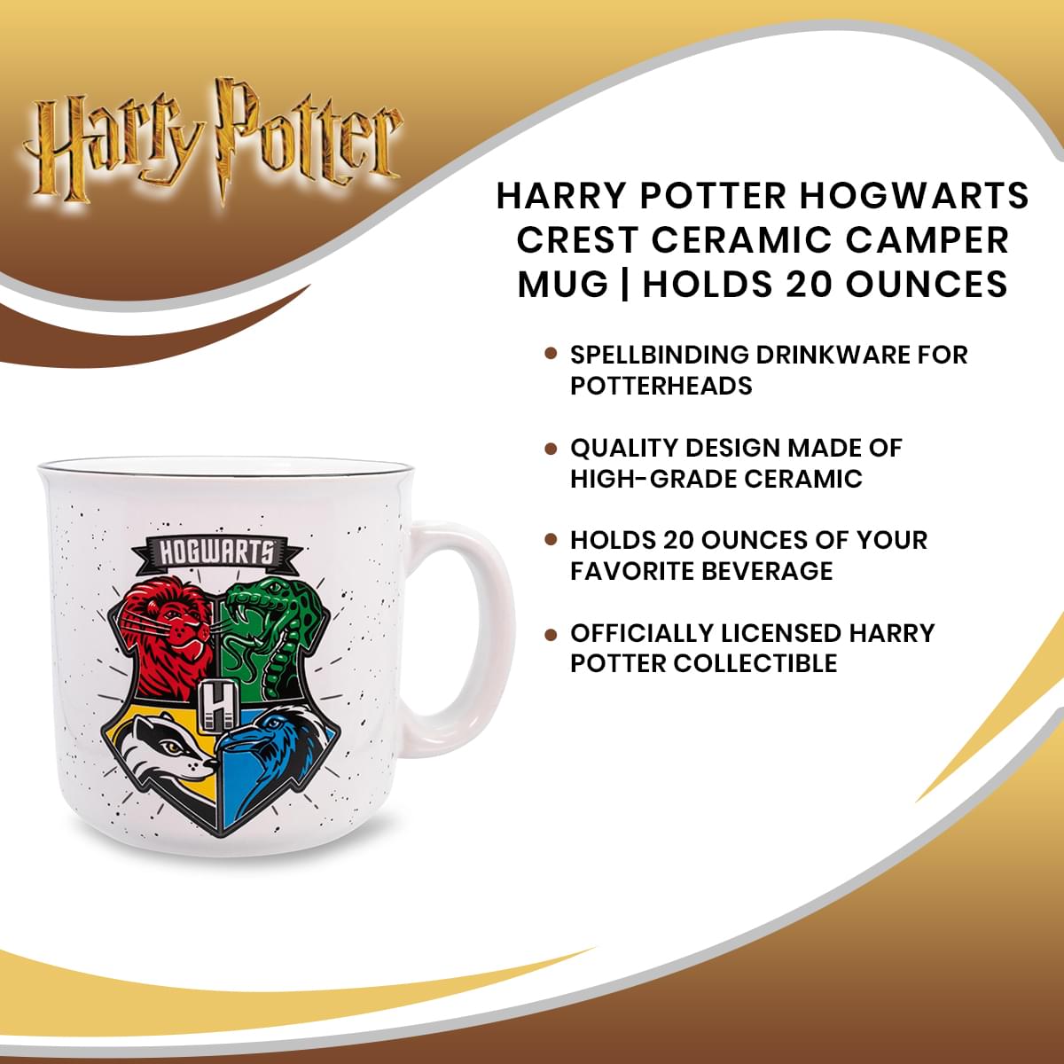Enchanting Harry Potter Hogwarts Crest 20 - Ounce Ceramic Camper Mug