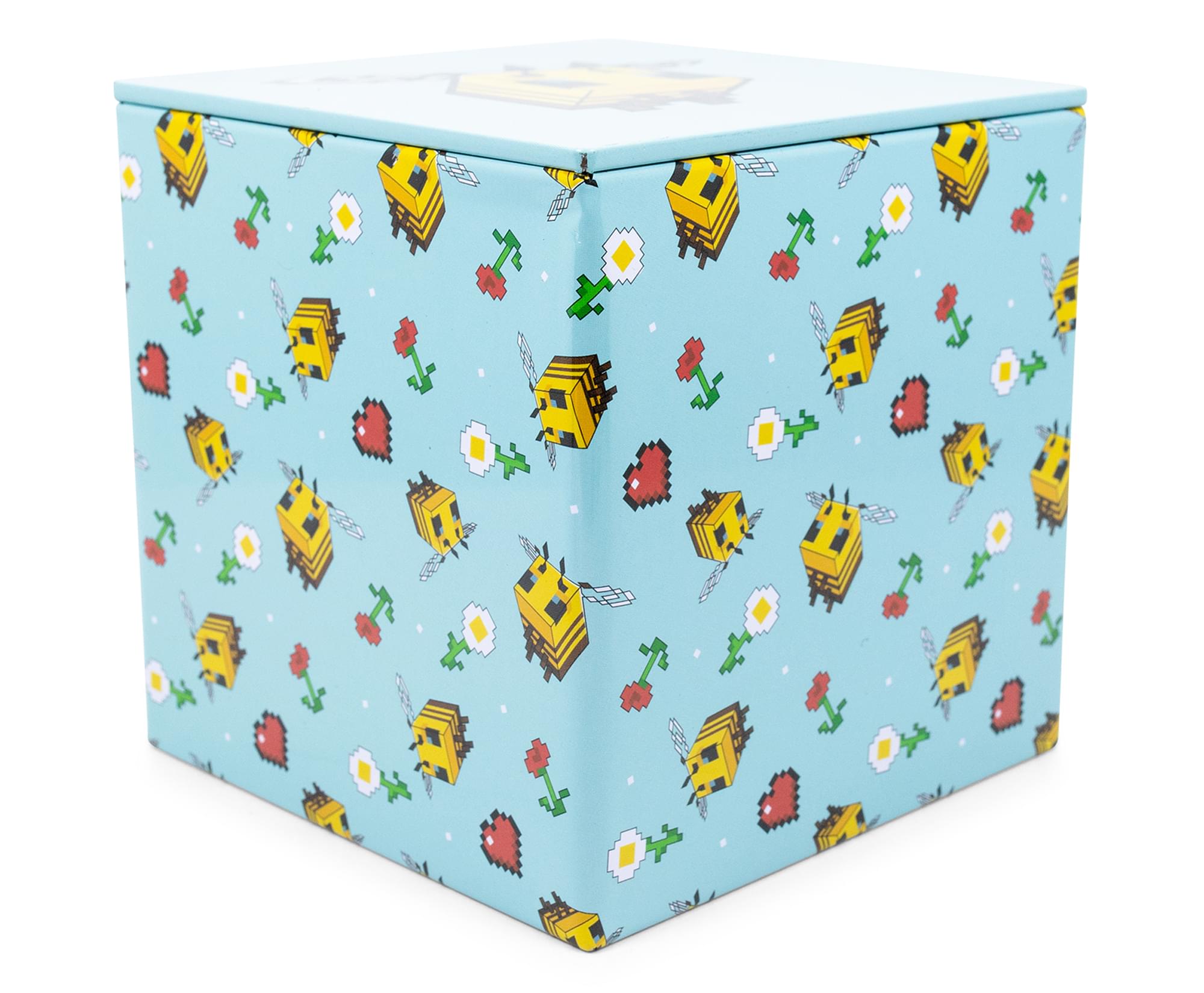 Bee - Patterned Minecraft 4 - Inch Tin Storage Cube with Lid - A Must - Have for Gamers