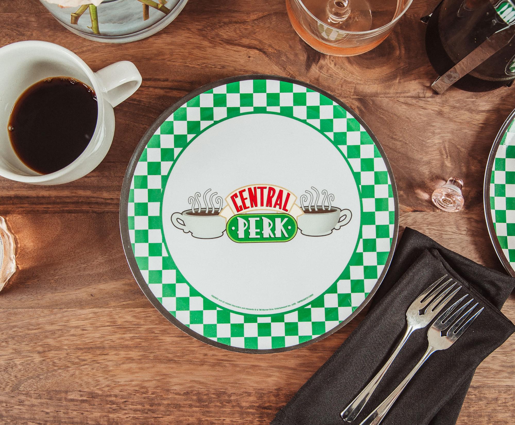 Friends Central Perk 10-Inch Melamine Dinner Plates (Set of 4) - Checkerboard Logo