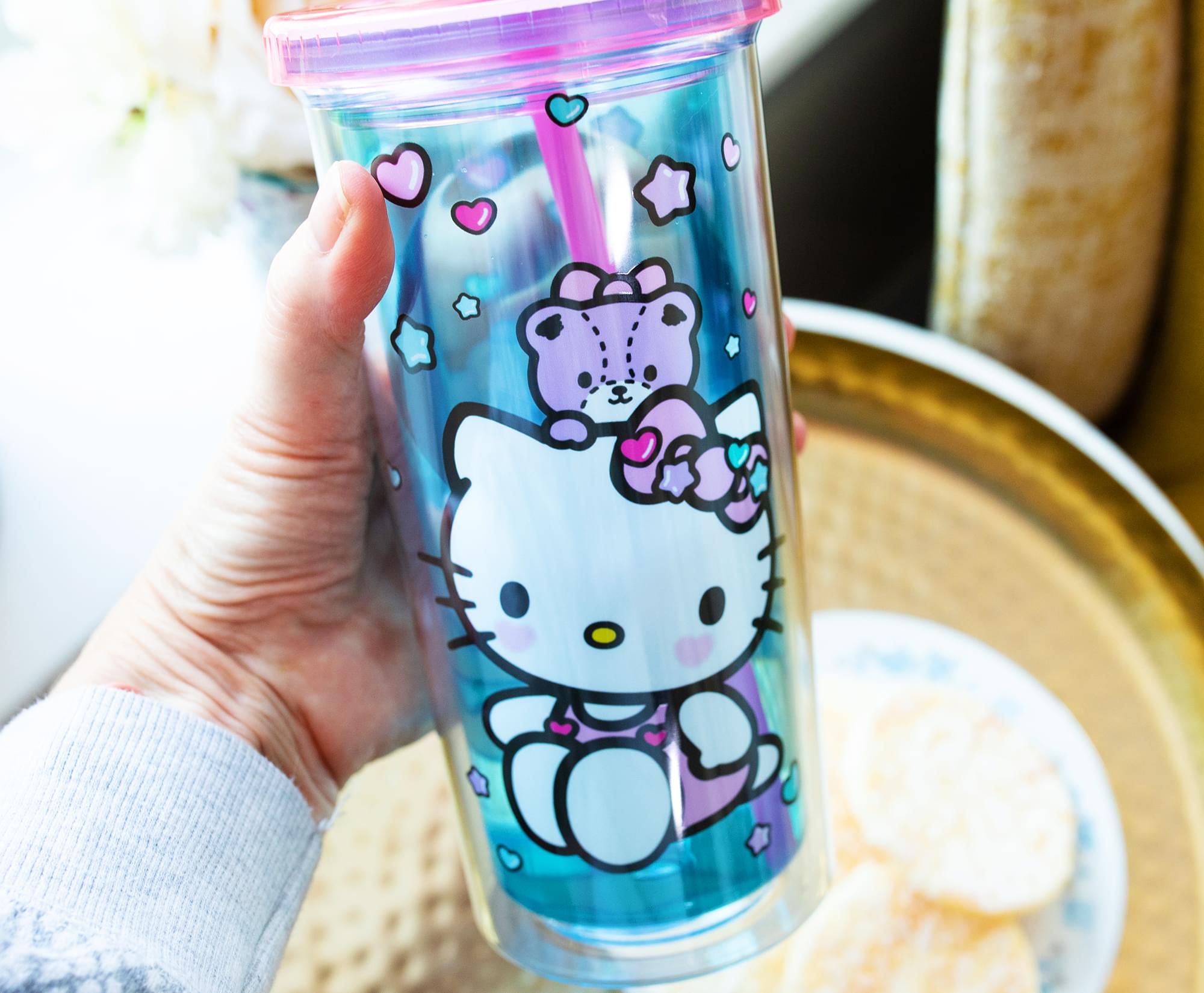 Adorable Hello Kitty Stacked Donuts Carnival Cup with Lid & Straw - 20 Oz