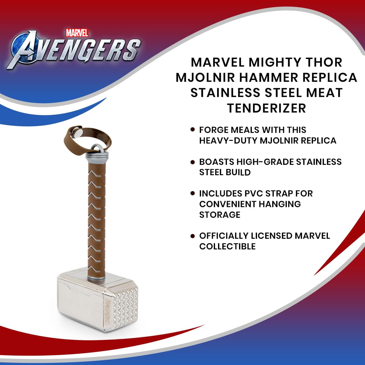Marvel's Epic Mighty Thor Mjolnir Hammer Replica Stainless Steel Meat Tenderizer