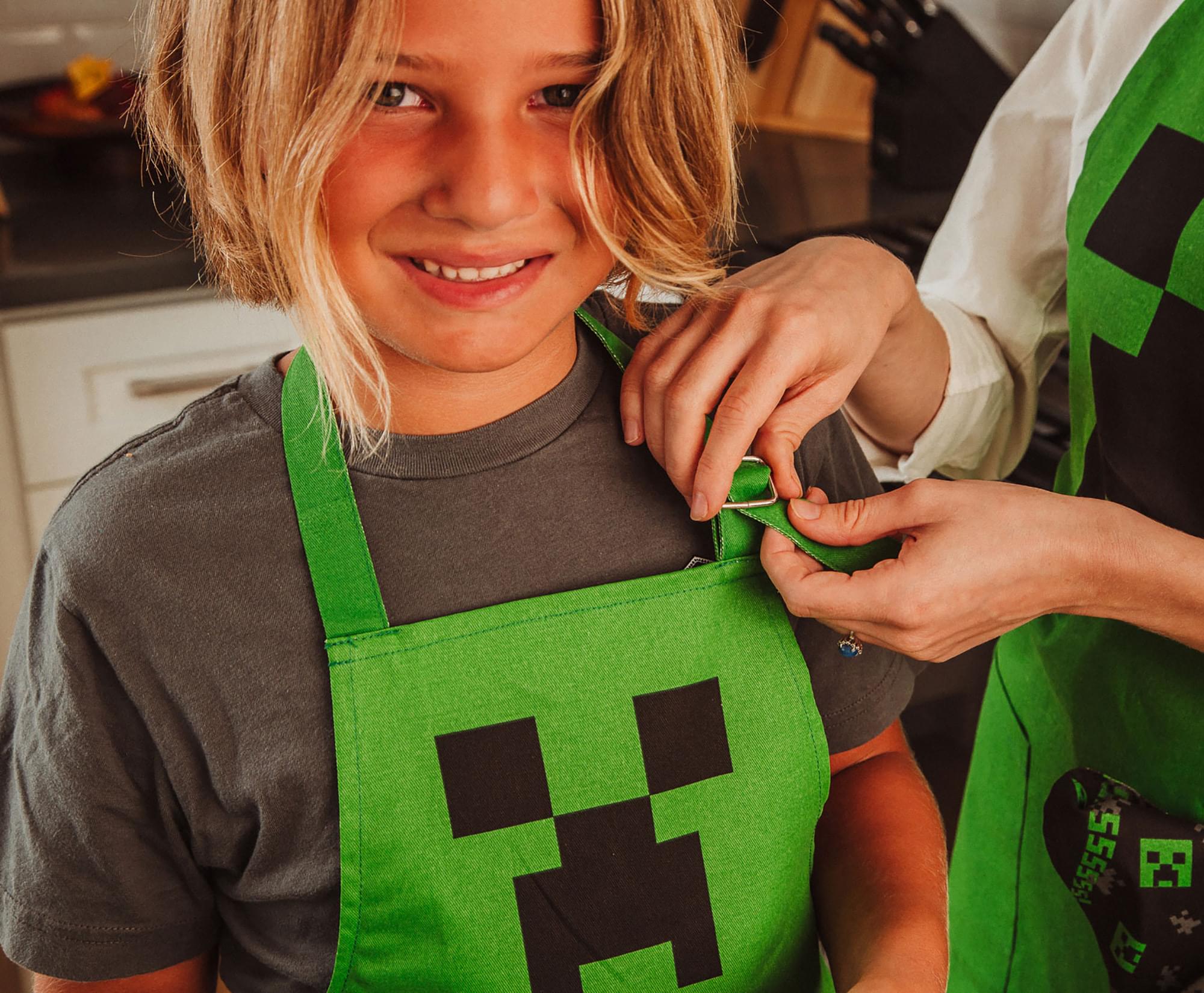 Minecraft Green Creeper Apron for Young Chefs