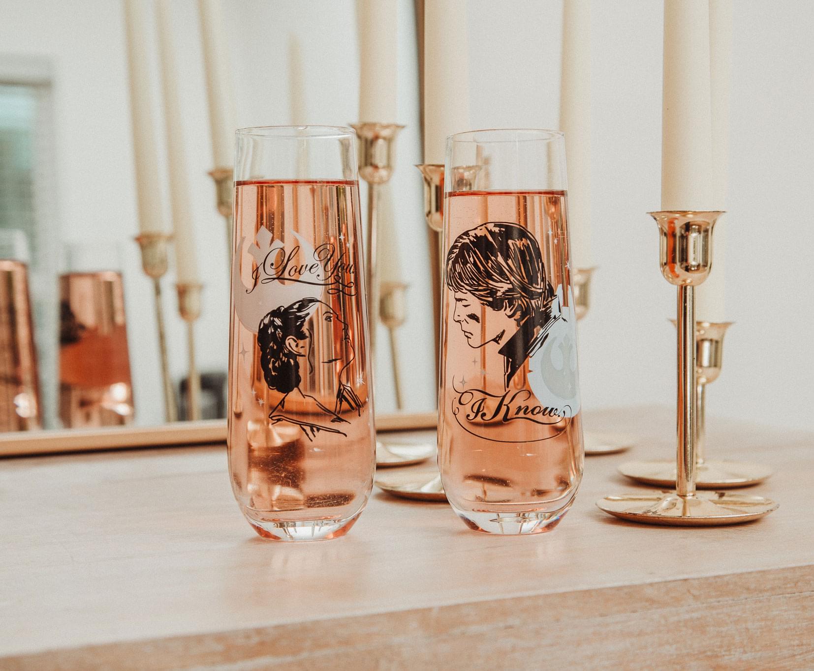 Star Wars Han and Leia 'I Love You, I Know' Stemless Fluted Glasses - Set of 2