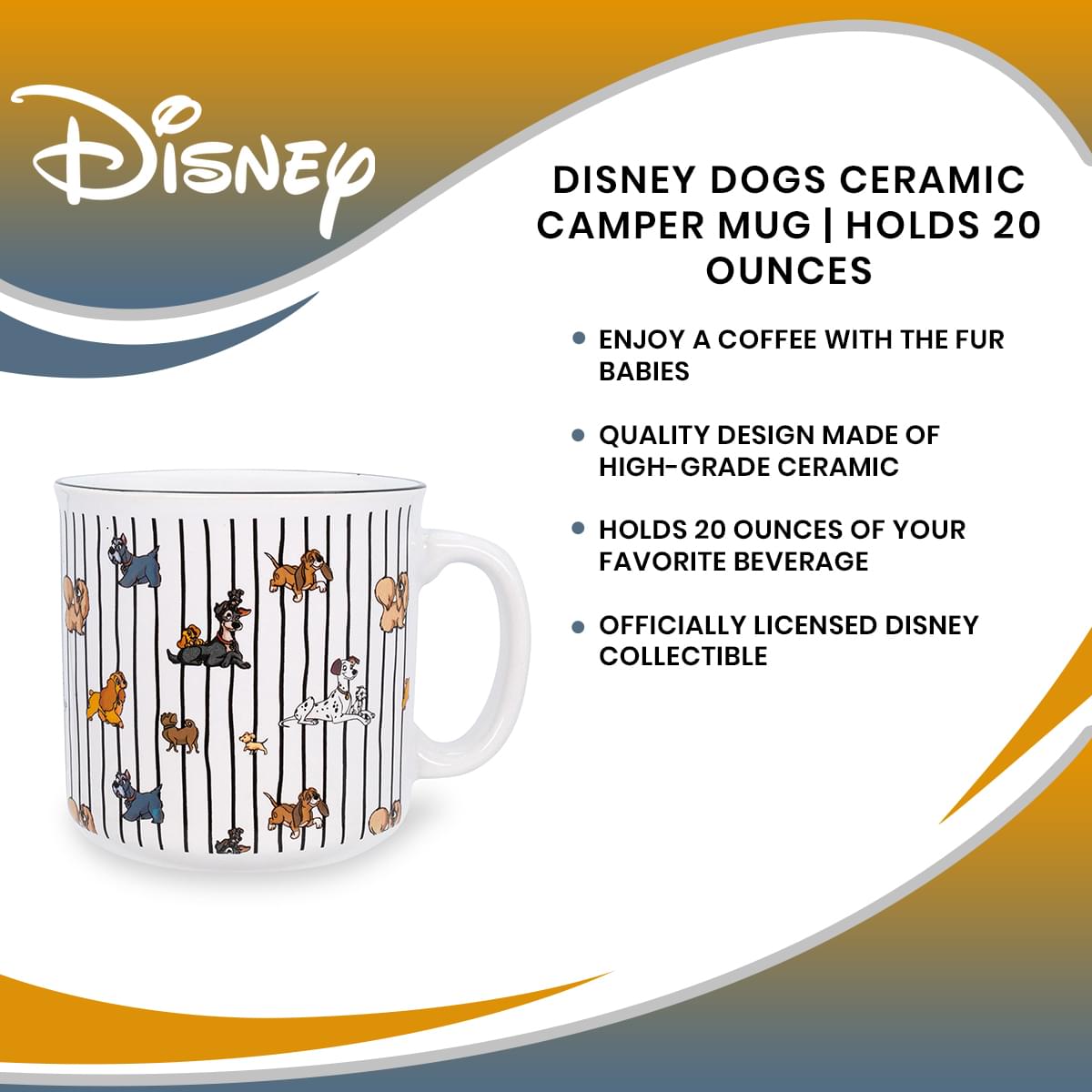 Enchanting Disney Dogs Ceramic Camper Mug - 20 Oz Delight