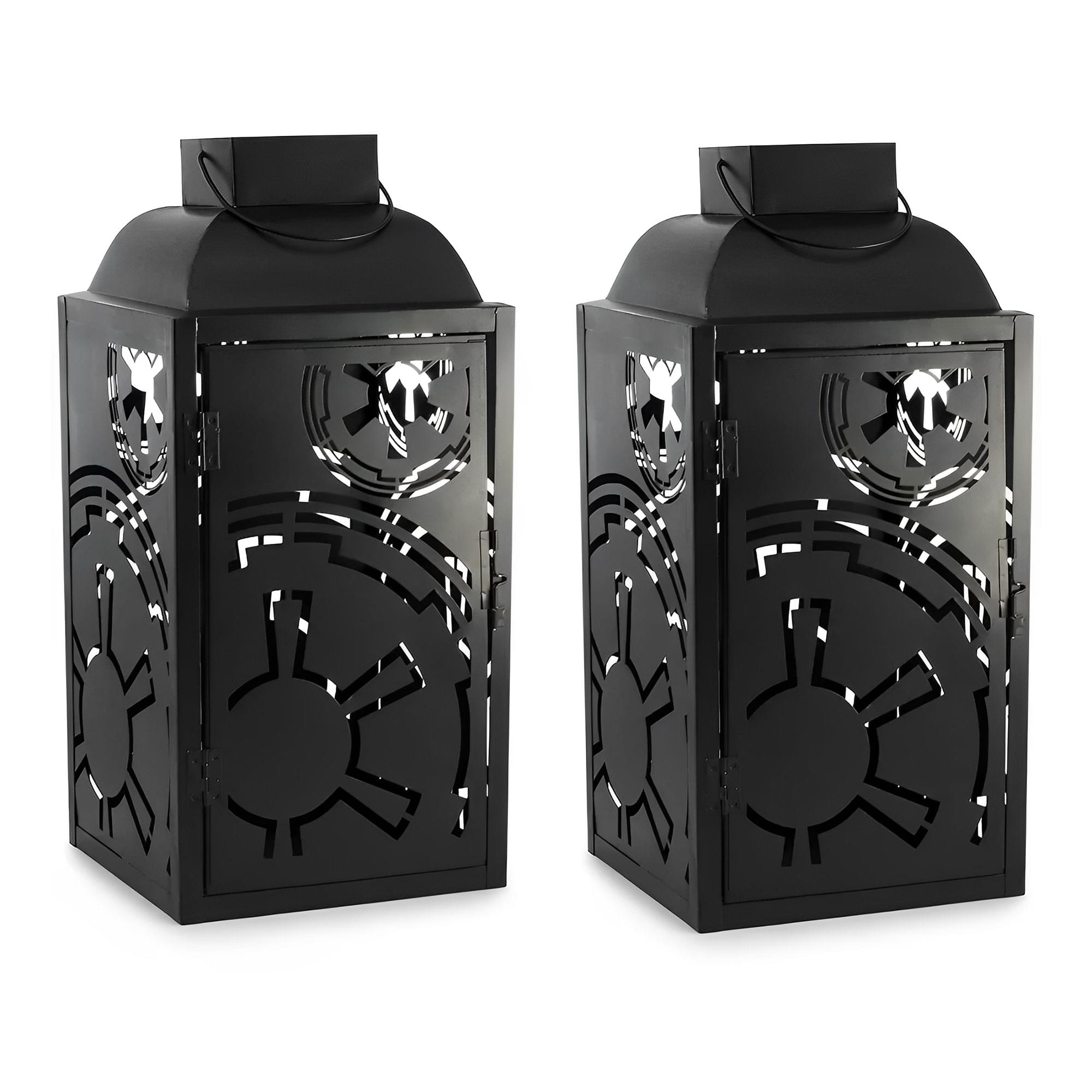 Stunning Star Wars Black Stamped Lanterns Set - 14 Inches, Imperial Symbol, 2 Pack