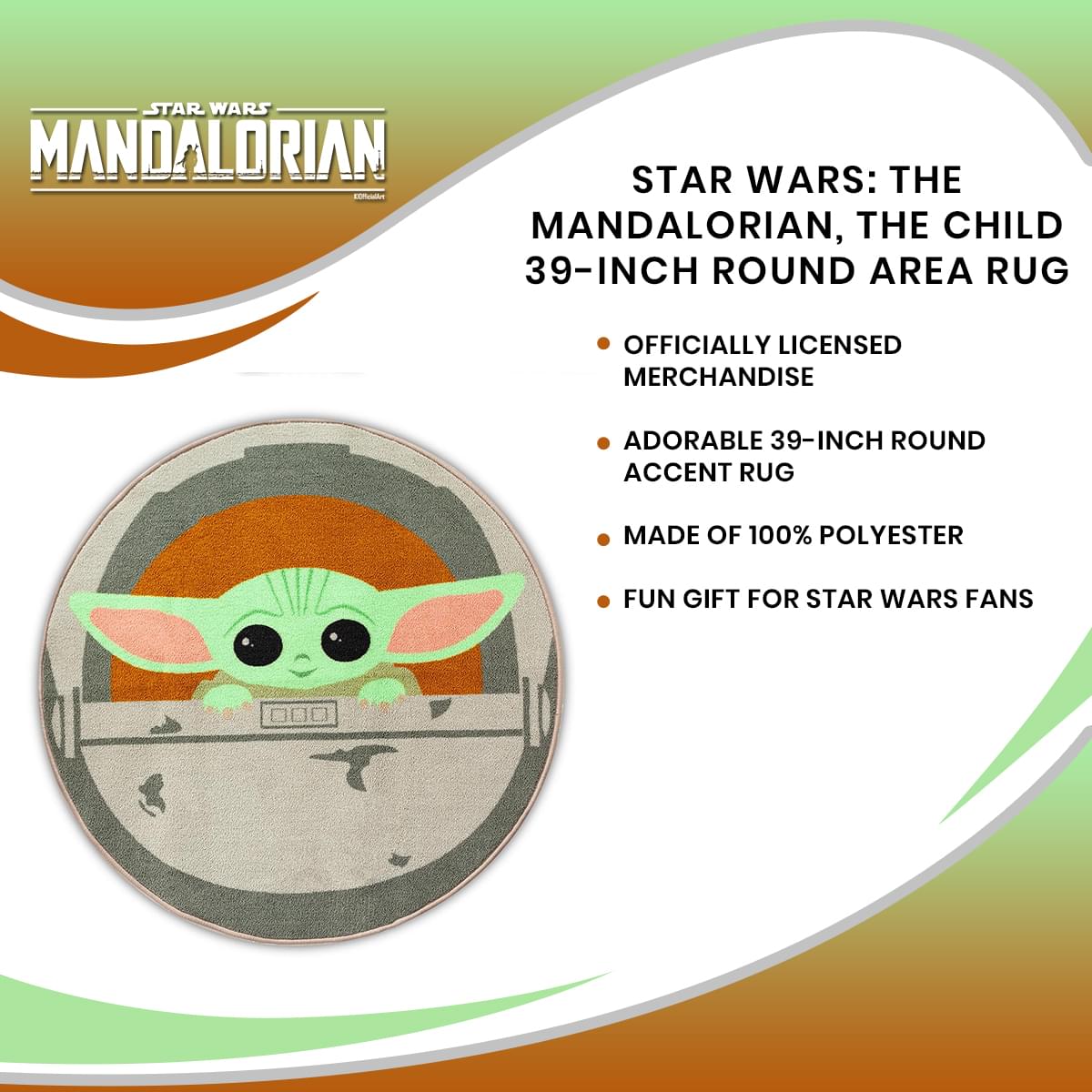 The Mandalorian The Child 39-Inch Round Area Rug - Bring Star Wars Magic Home