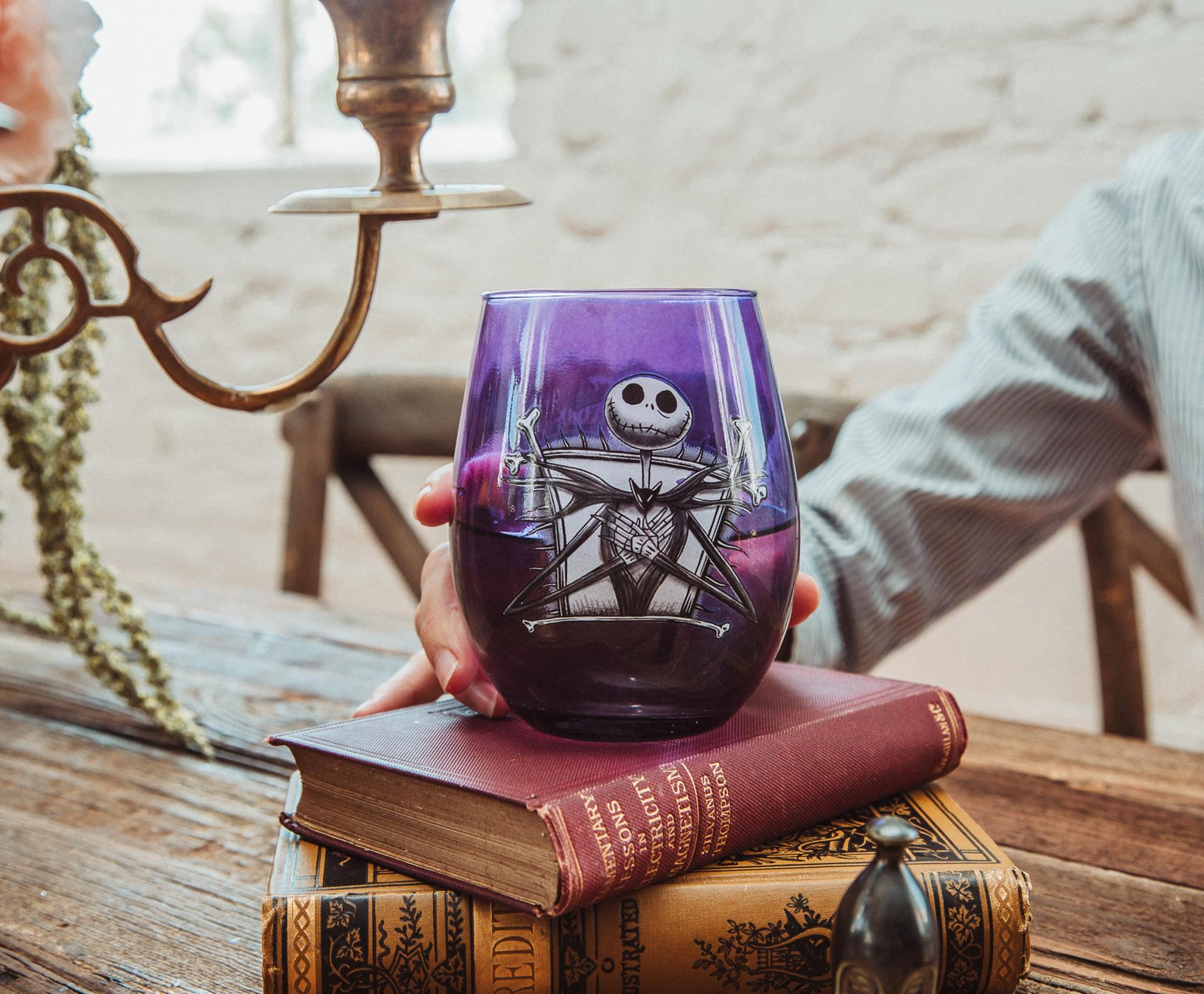 Enchanting Disney Nightmare Before Christmas Jack Skellington Purple Wine Glass