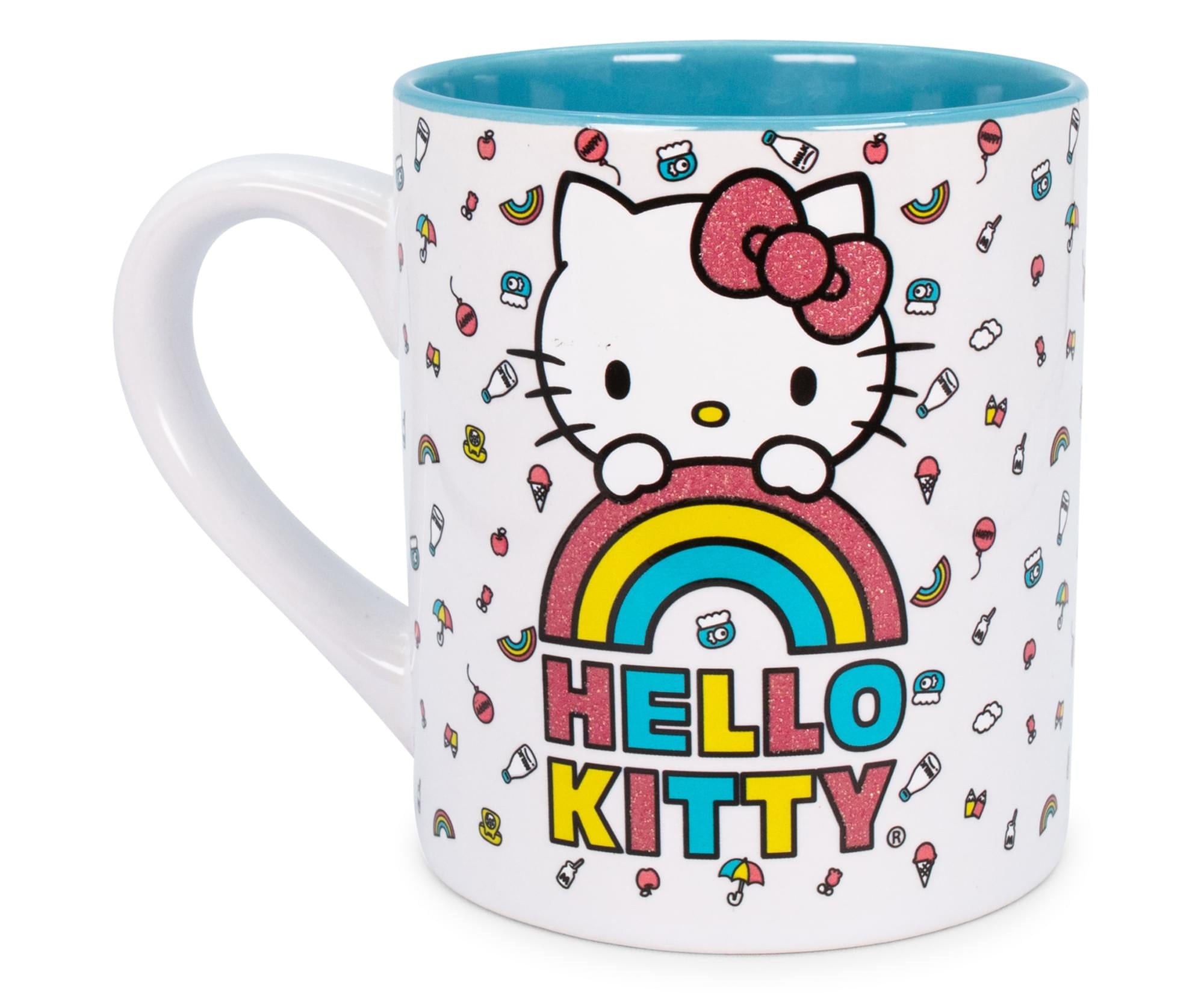 Sanrio Hello Kitty Glittery Rainbow Ceramic Mug - 14 Ounce