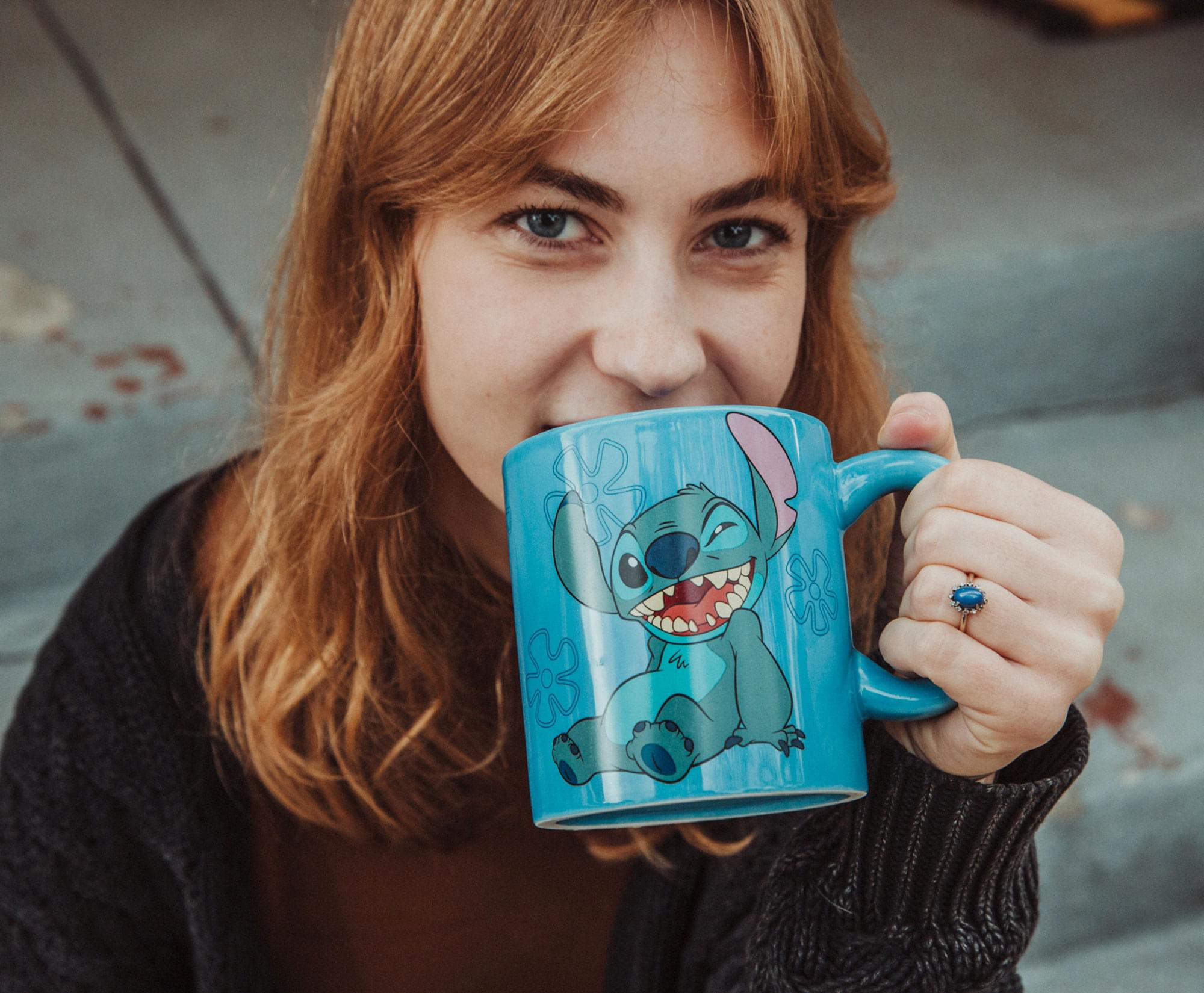 Disney Lilo & Stitch Ohana Ceramic Mug with Lid - 18 Ounce Galactic Fun