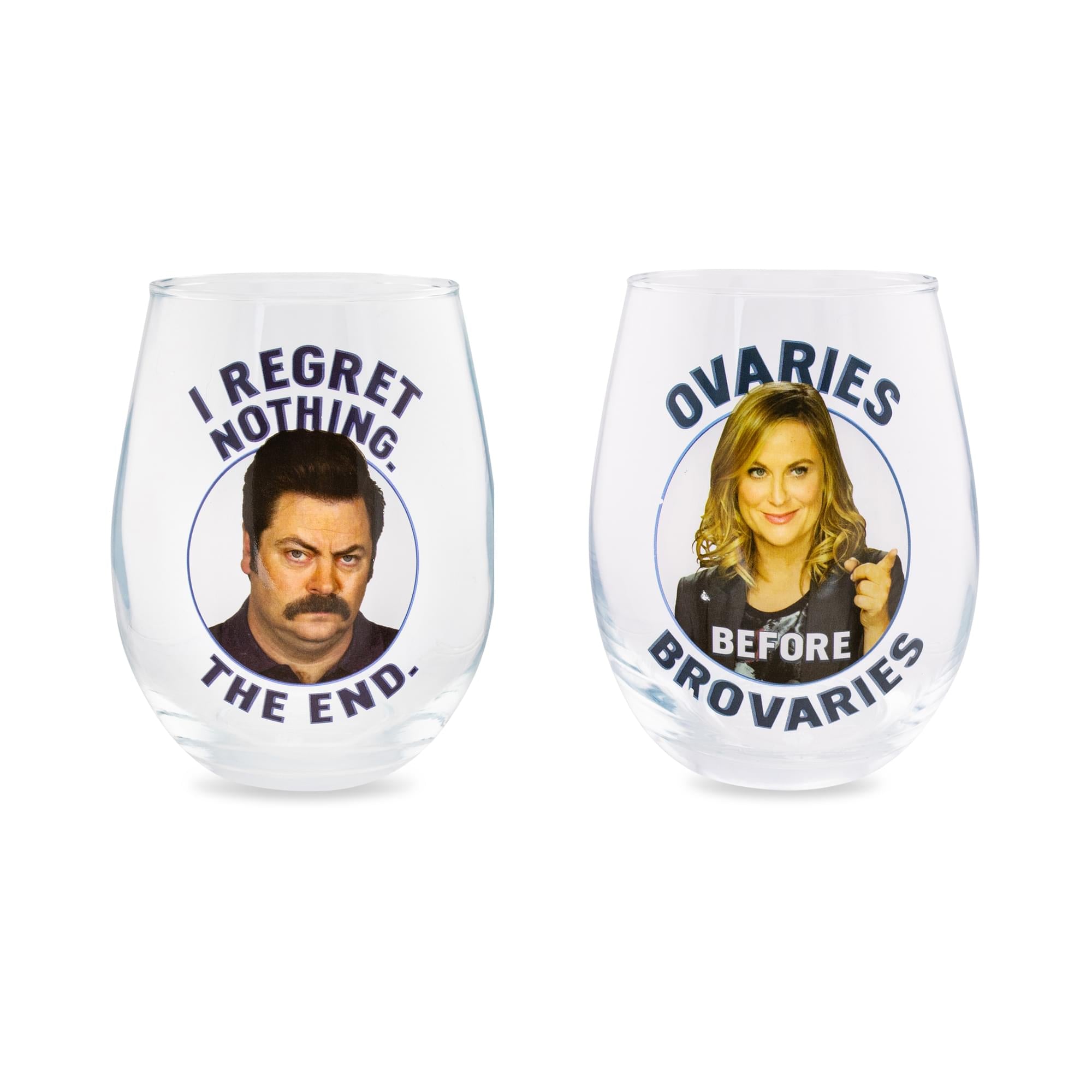 Upgrade Your Sipping Experience with Parks and Recreation Ron & Leslie 20 - Ounce Stemless Wine Glasses (Set of 2)