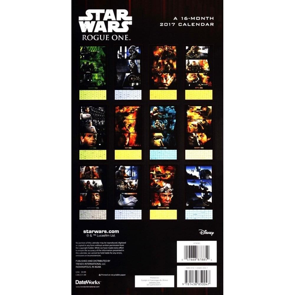 2017 Star Wars: Rogue One Vertical Wall Calendar - 12x6