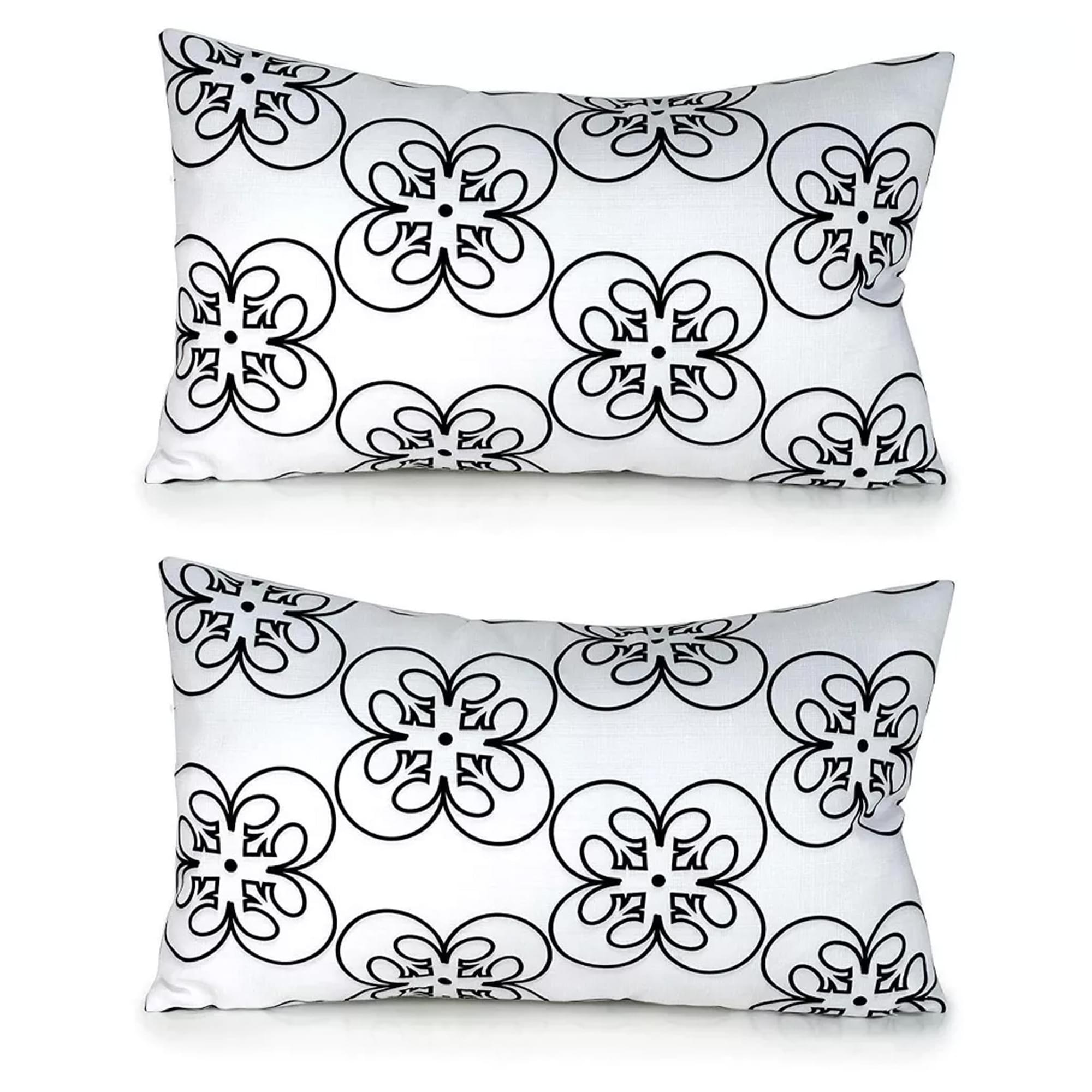 Epic Star Wars White Lumbar Pillows with Black Rebel Insignia - Set of 2 (15 x 24 Inches)
