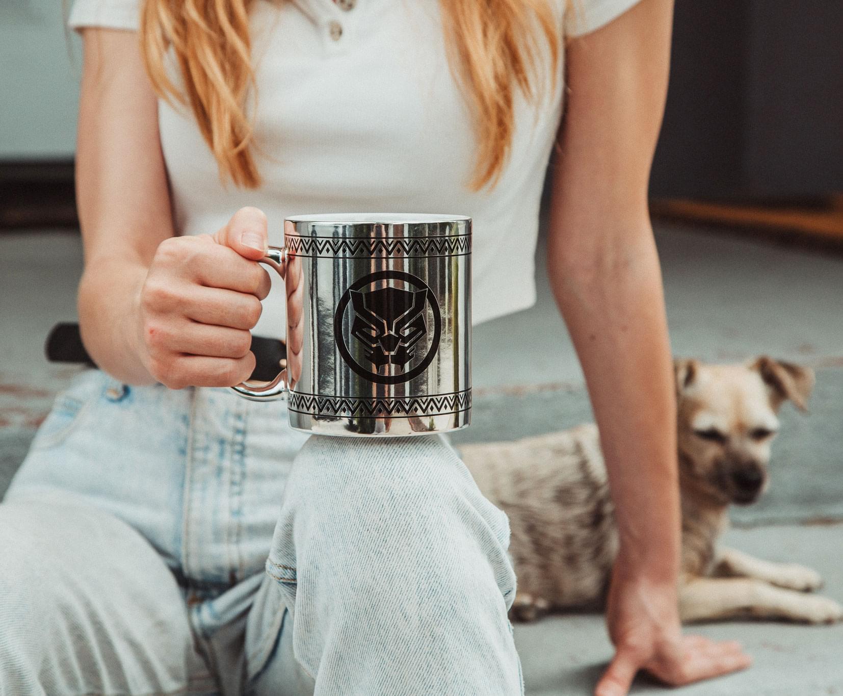 Marvel Black Panther Tribal Borders 20-Ounce Electroplated Ceramic Mug - A Tribute to the King of Wakanda