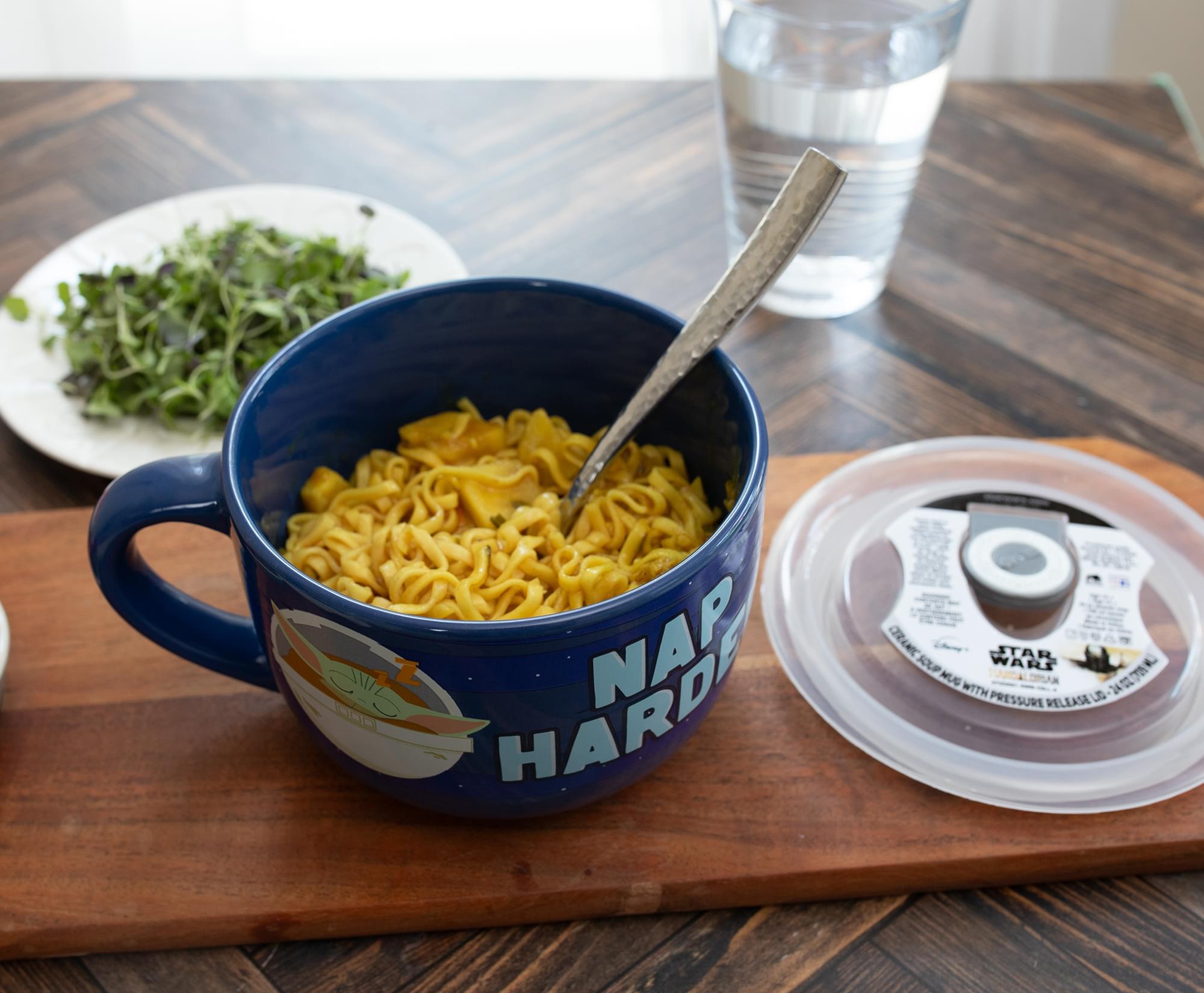 Star Wars: The Mandalorian Work Hard & Nap Hard Ceramic Soup Mug with Lid - 24 Ounces