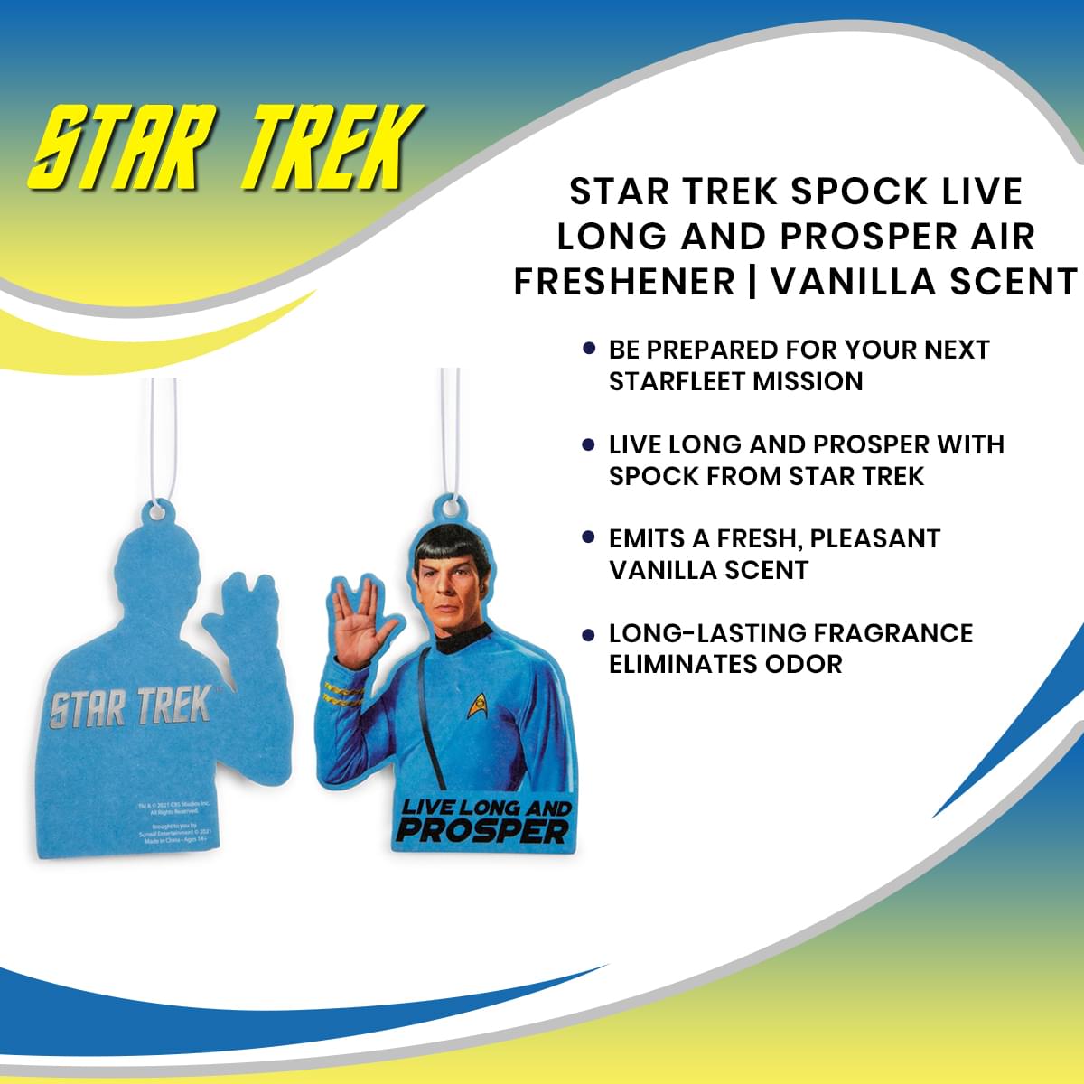 Star Trek Spock Air Freshener - Live Long and Prosper, Berry Scent