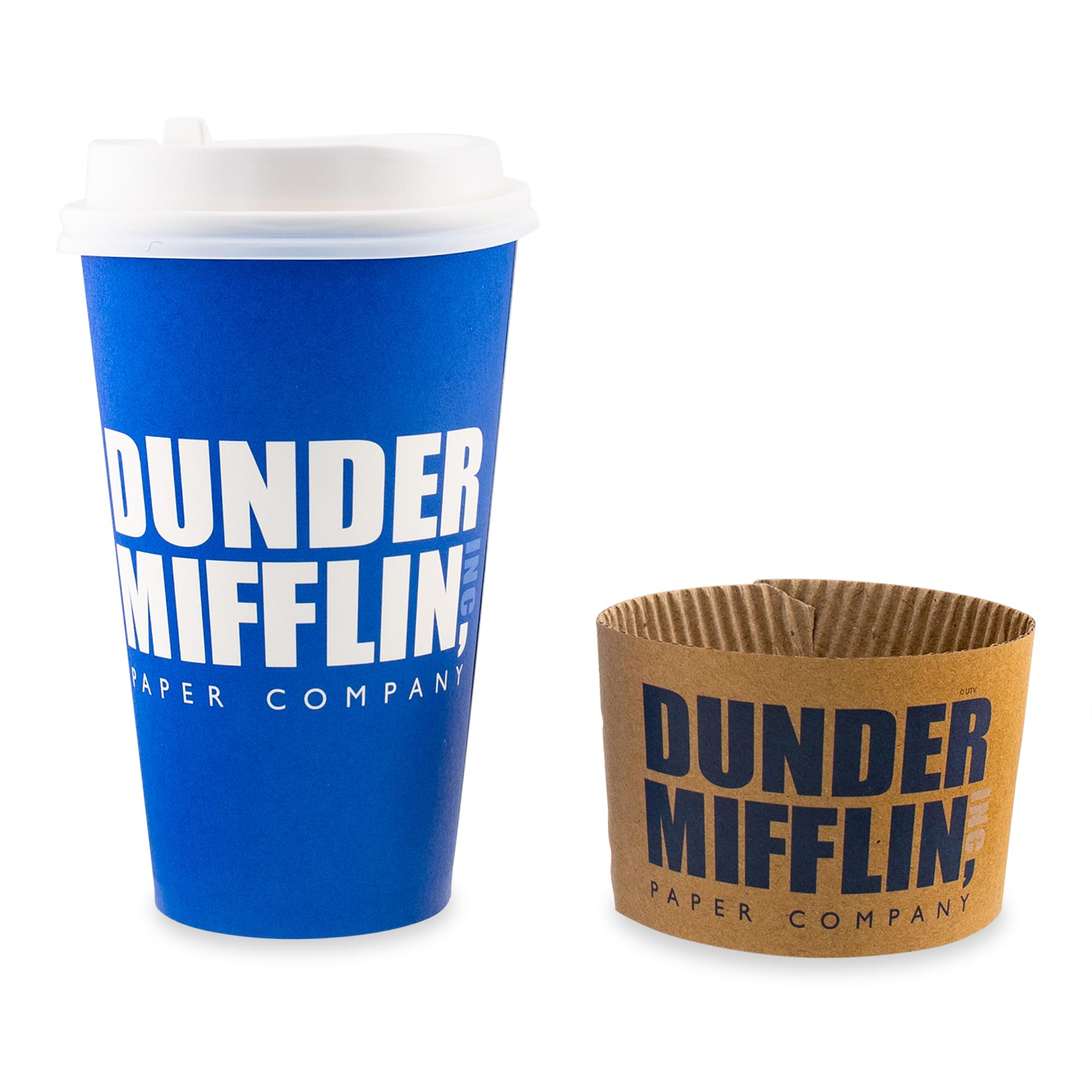 Dunder Mifflin 8-Pack Disposable Paper Travel Cups with Lids for The Office Fans