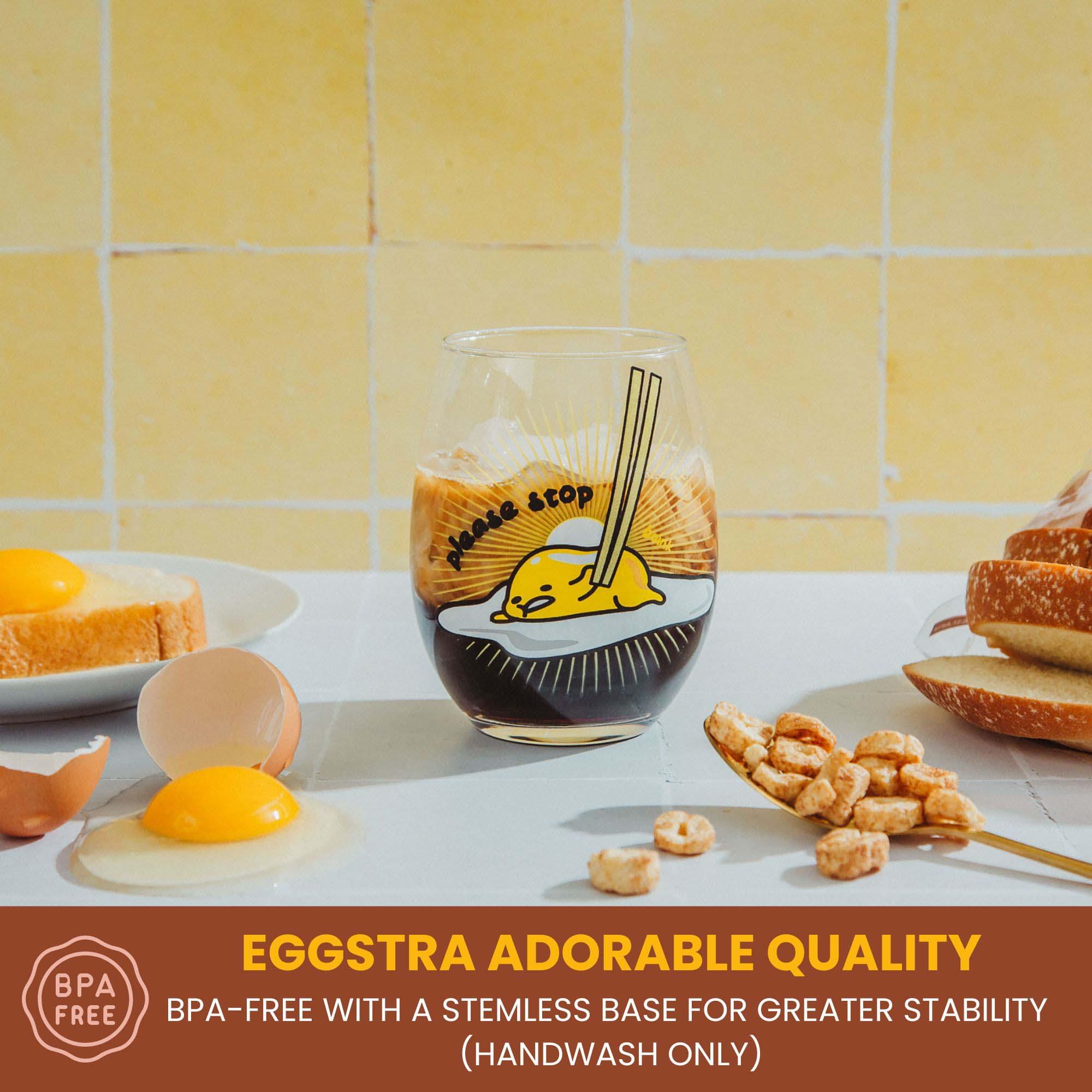 Sanrio Gudetama Lazy Time Stemless Wine Glass - 20 Ounce Capacity