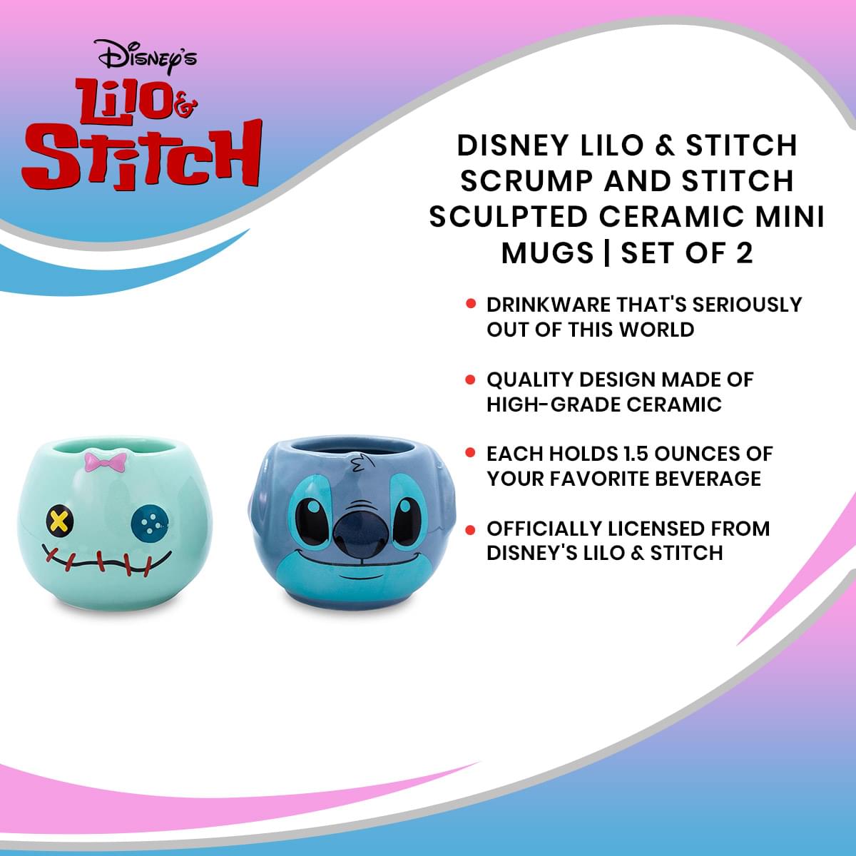 Disney Lilo & Stitch Scrump and Stitch Ceramic Mini Mug Set - 2 Pack