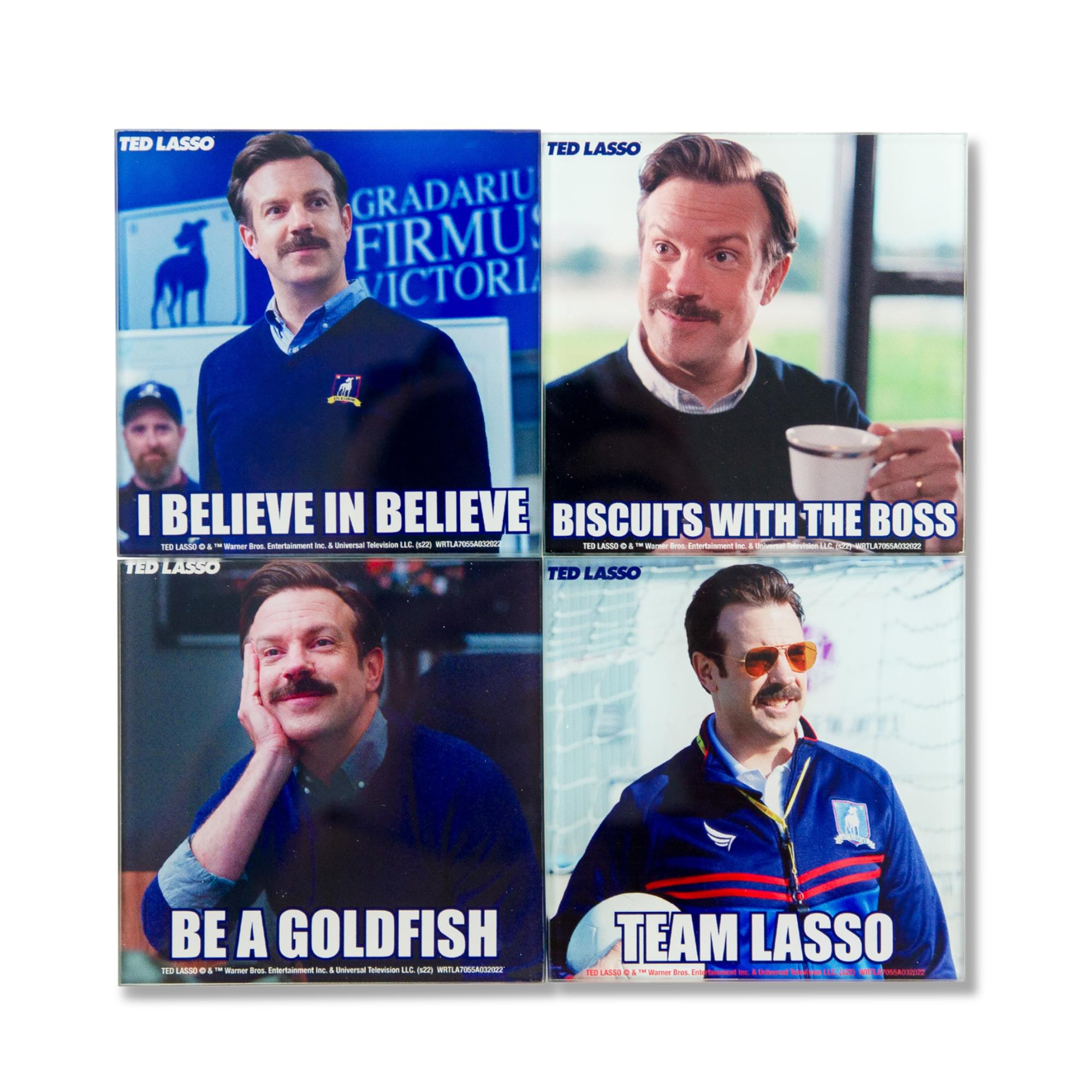 Inspirational Ted Lasso Quotes Glass Coasters - Set of 4