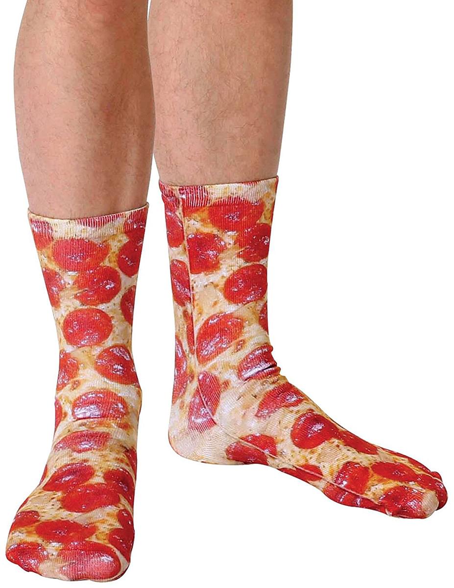 Eye-Catching Pizza Print Crew Socks for Style