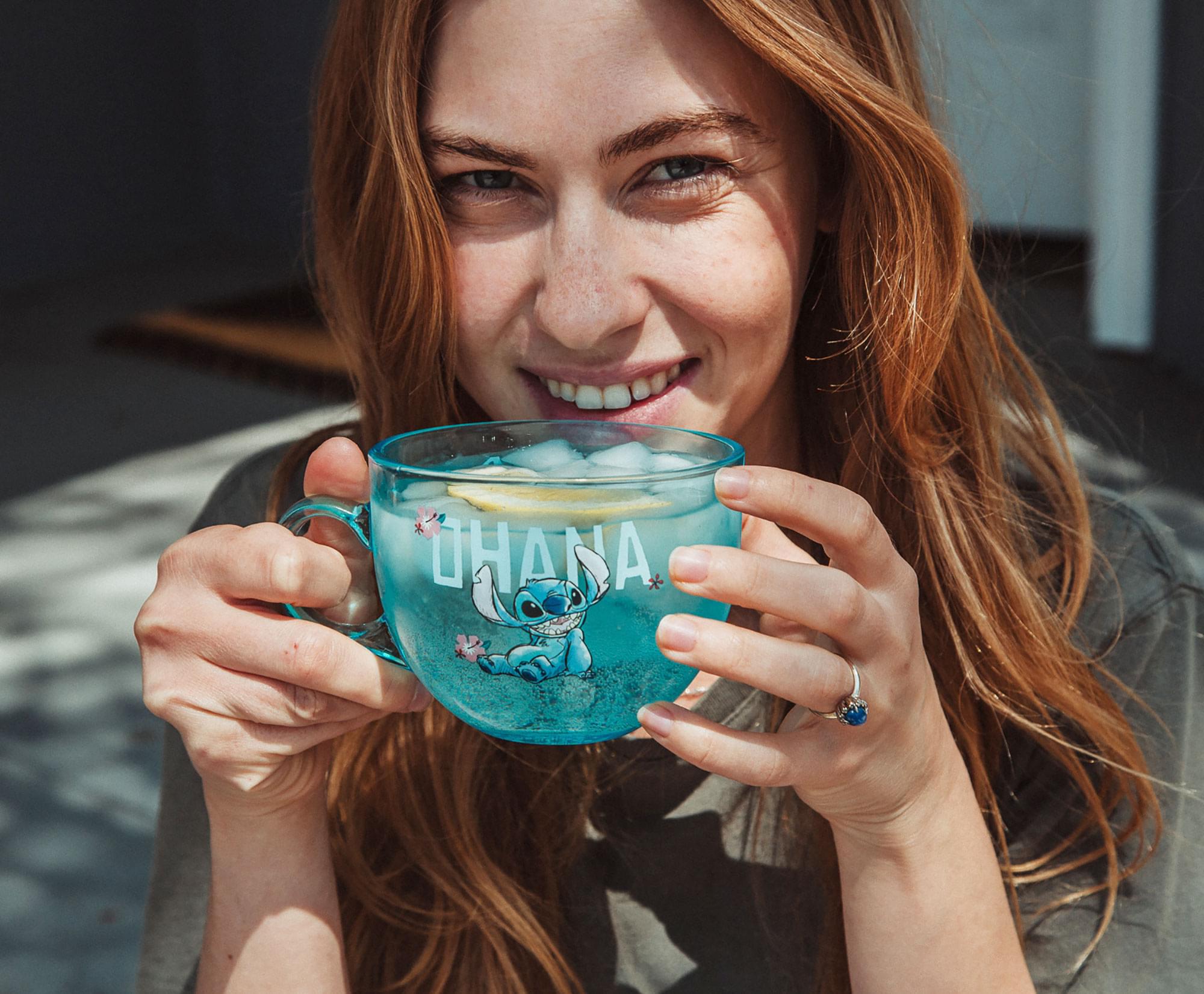 Disney Lilo & Stitch Ohana 16-Ounce Glass Coffee Mug - A Tropical Treat!