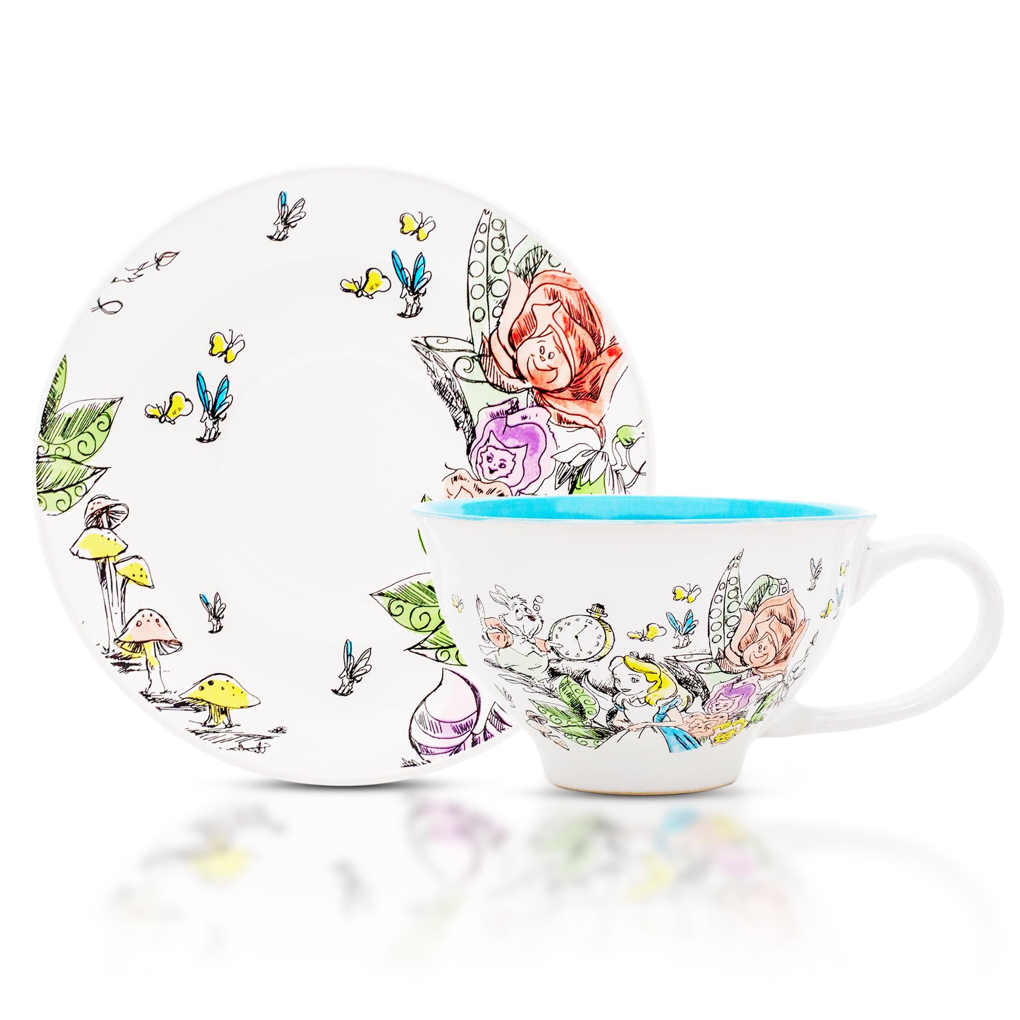Enchanting Disney Alice In Wonderland Ceramic Teacup & Saucer Set