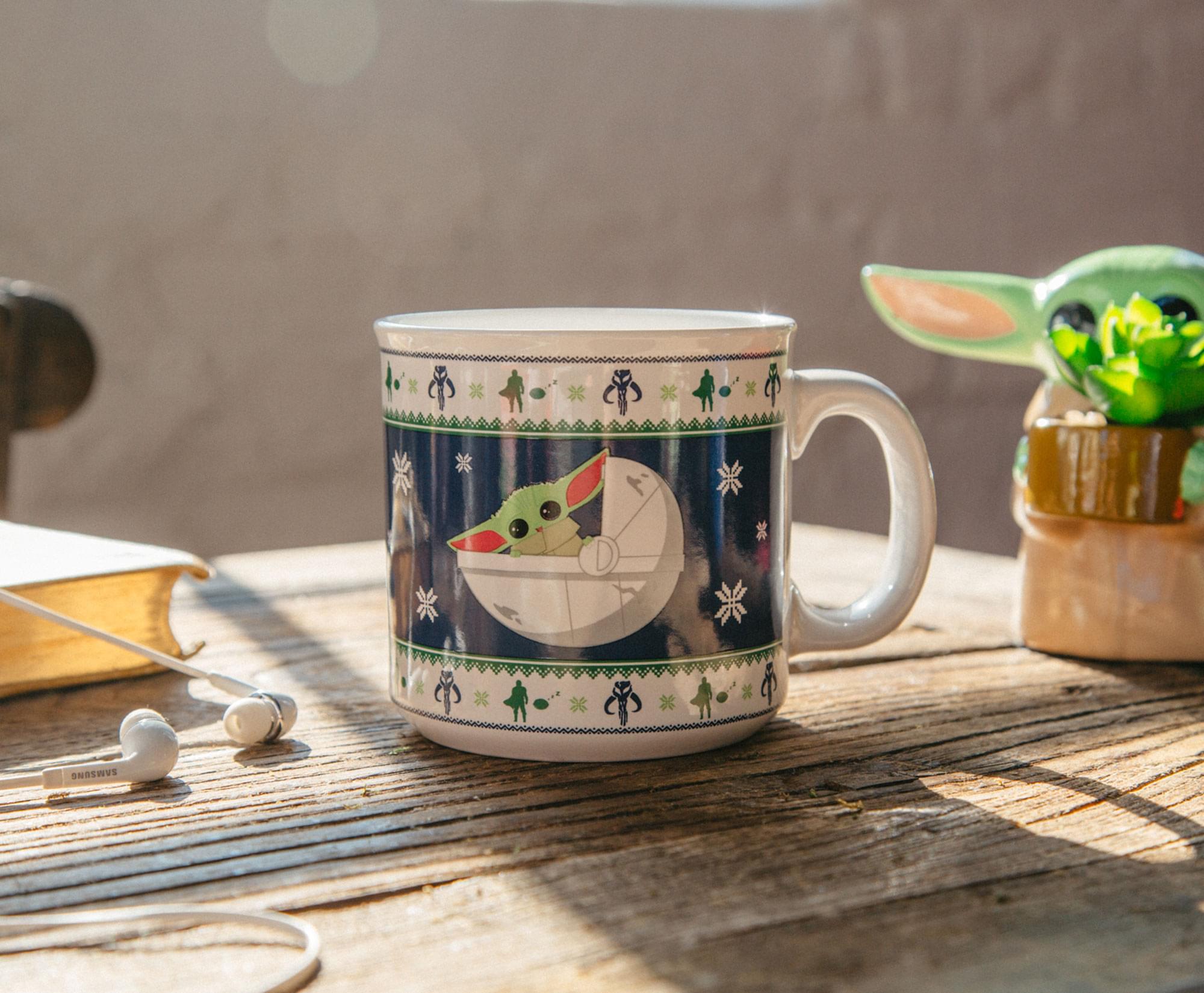 Star Wars: The Mandalorian Grogu Holiday Ceramic Camper Mug - 20 Ounces