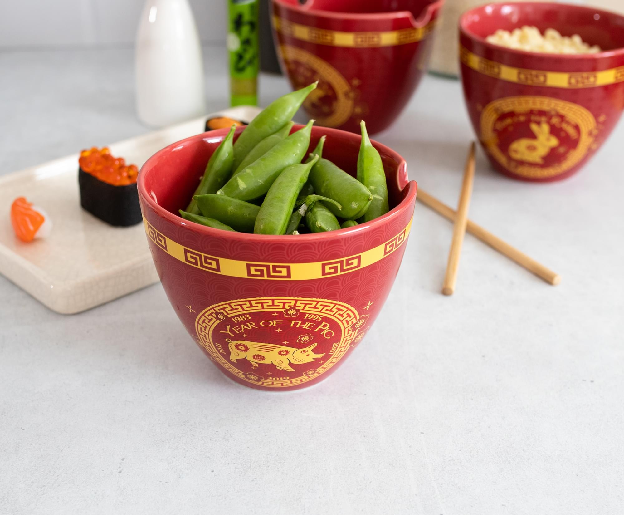 Lucky Pig Year Chinese Zodiac 16 - Ounce Ramen Bowl & Chopstick Set