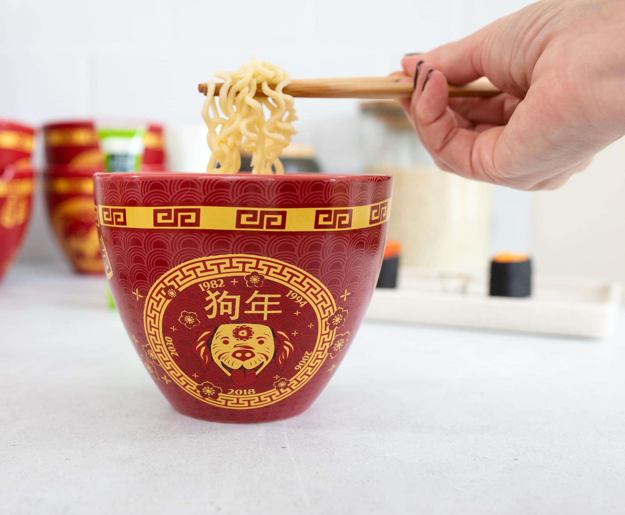 Lucky Dog Chinese Zodiac Ramen Bowl & Chopstick Set