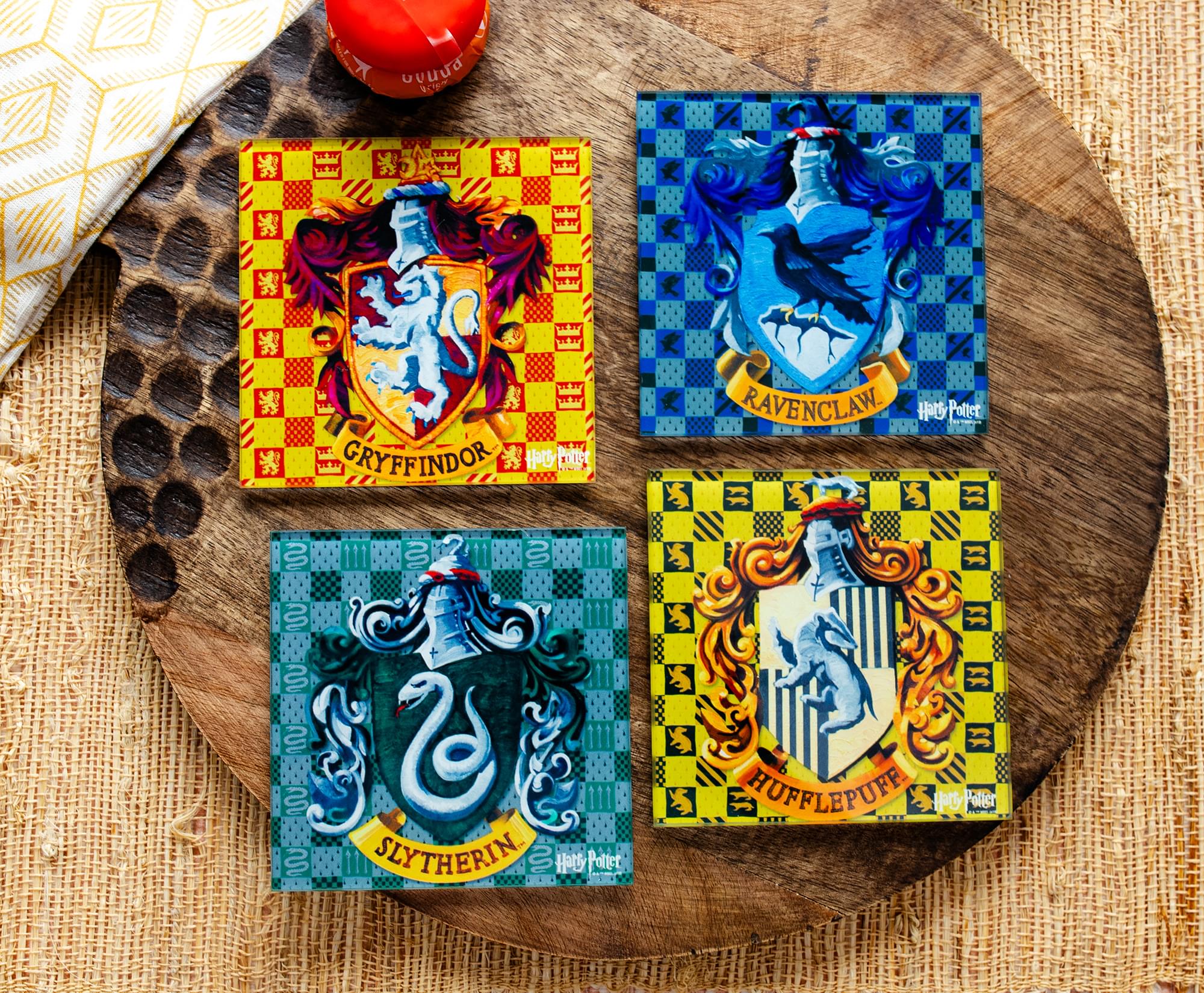 Enchanting Harry Potter Hogwarts Houses Glass Coasters - Set of 4