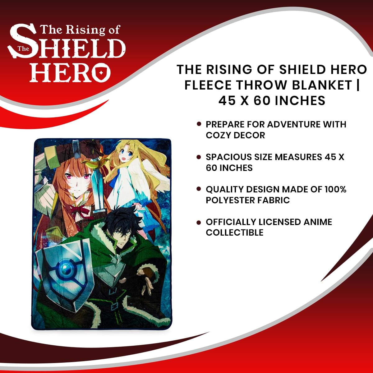 Epic <em>The Rising of Shield Hero</em> Fleece Throw Blanket - 45 x 60 Inches