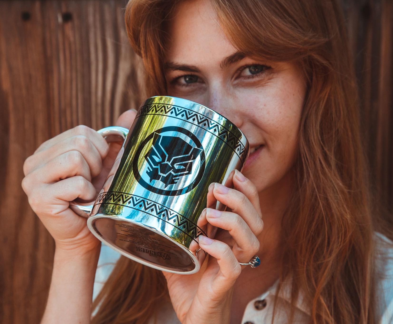 Marvel Black Panther Tribal Borders 20-Ounce Electroplated Ceramic Mug - A Tribute to the King of Wakanda