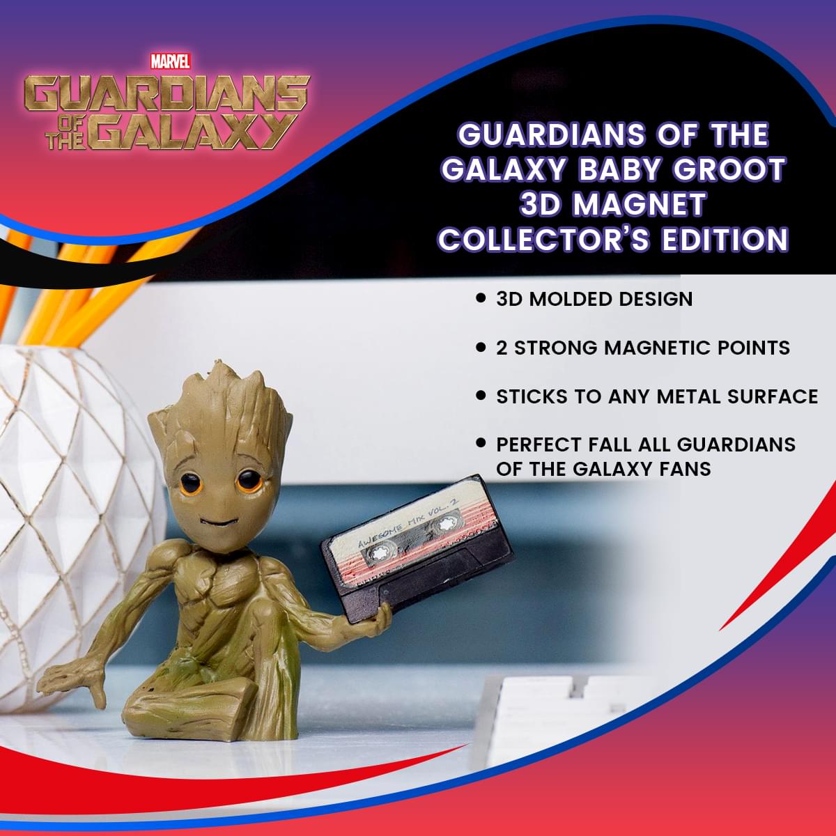 Collectible Guardians of the Galaxy Baby Groot 3D Magnet - A Must-Have for Fans!