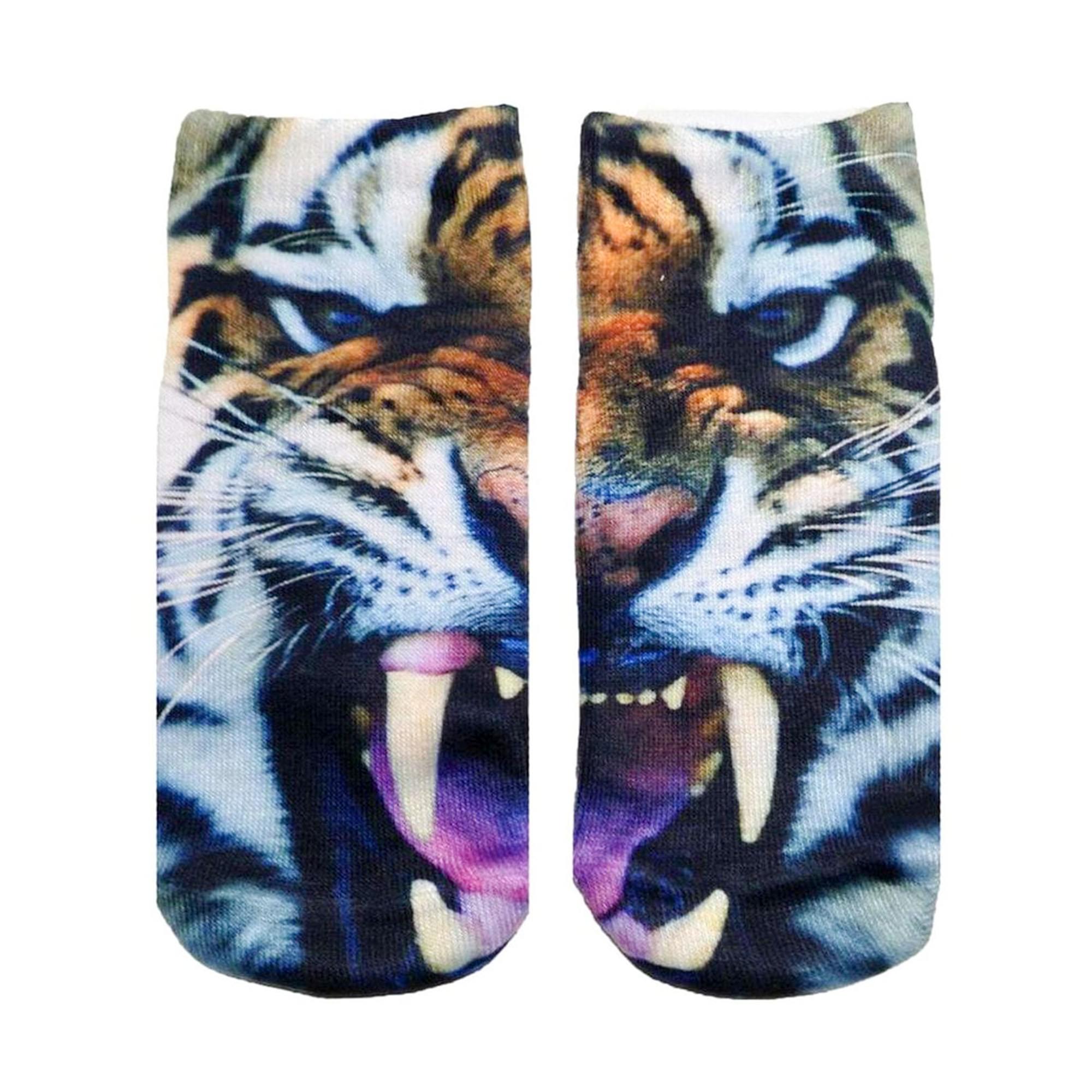 Eye-Catching Tiger Photo Print Ankle Socks
