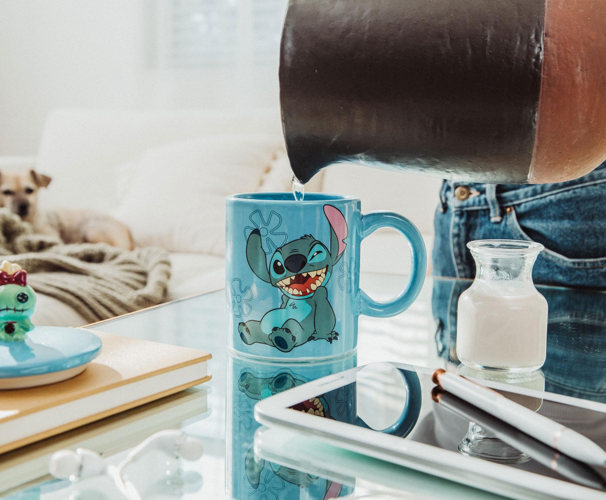 Disney Lilo & Stitch Ohana Ceramic Mug with Lid - 18 Ounce Galactic Fun