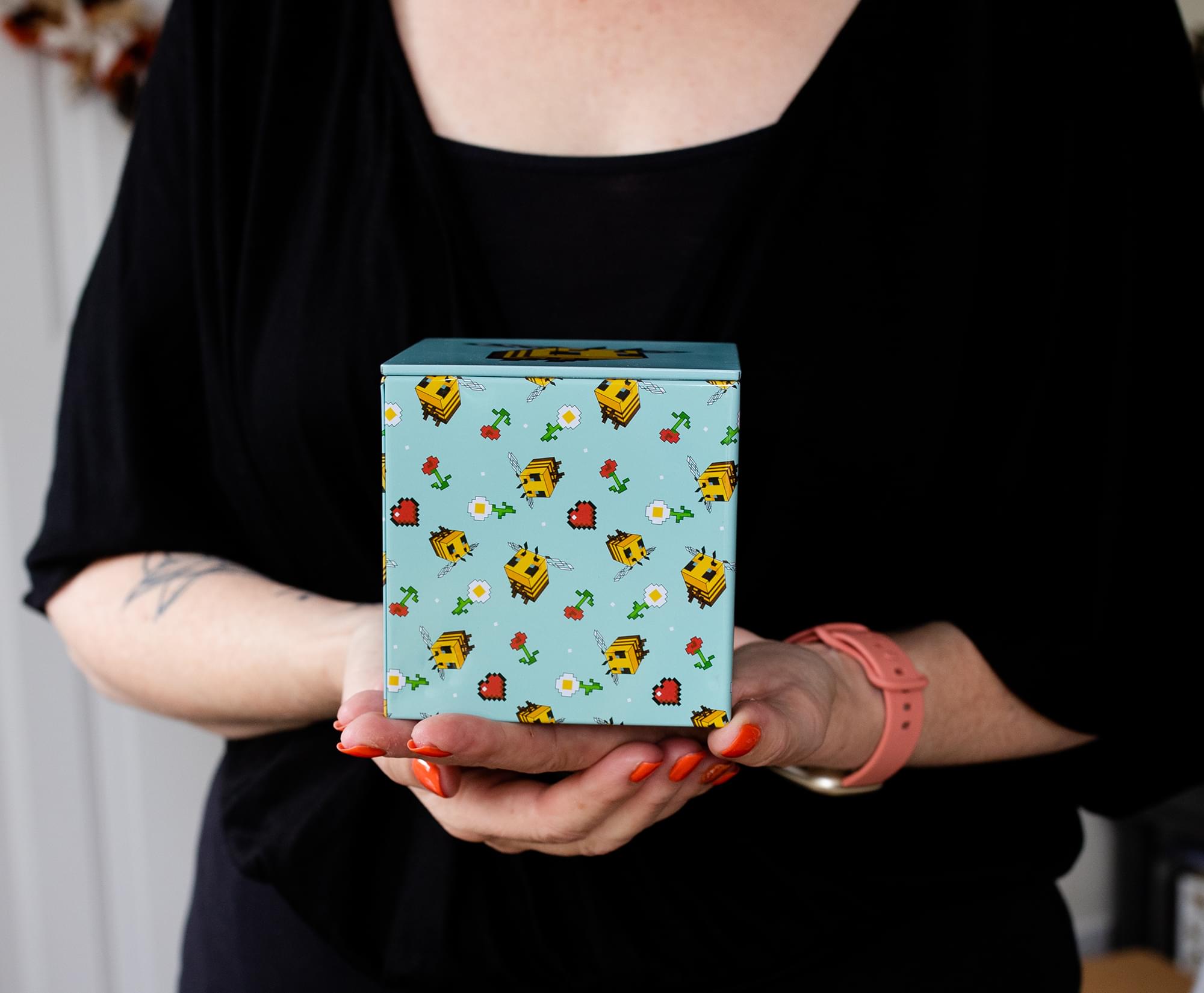Bee - Patterned Minecraft 4 - Inch Tin Storage Cube with Lid - A Must - Have for Gamers