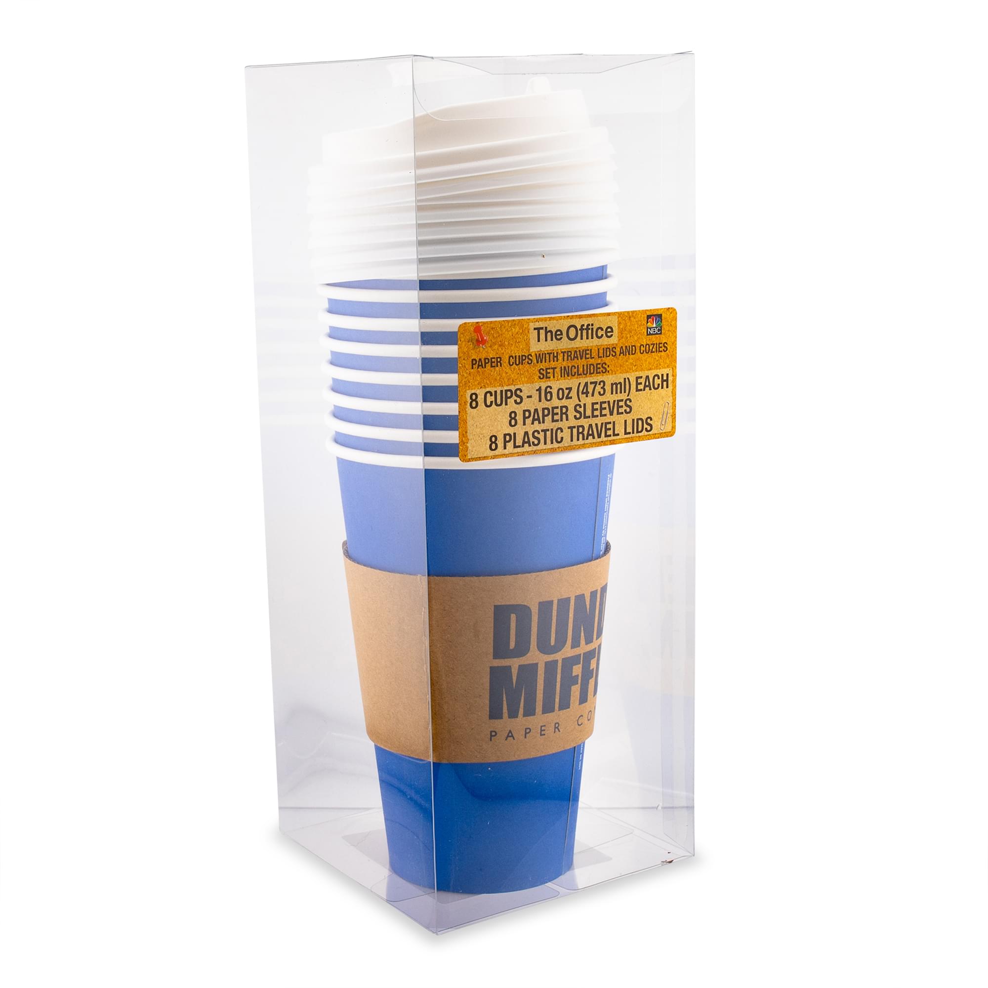 Dunder Mifflin 8-Pack Disposable Paper Travel Cups with Lids for The Office Fans