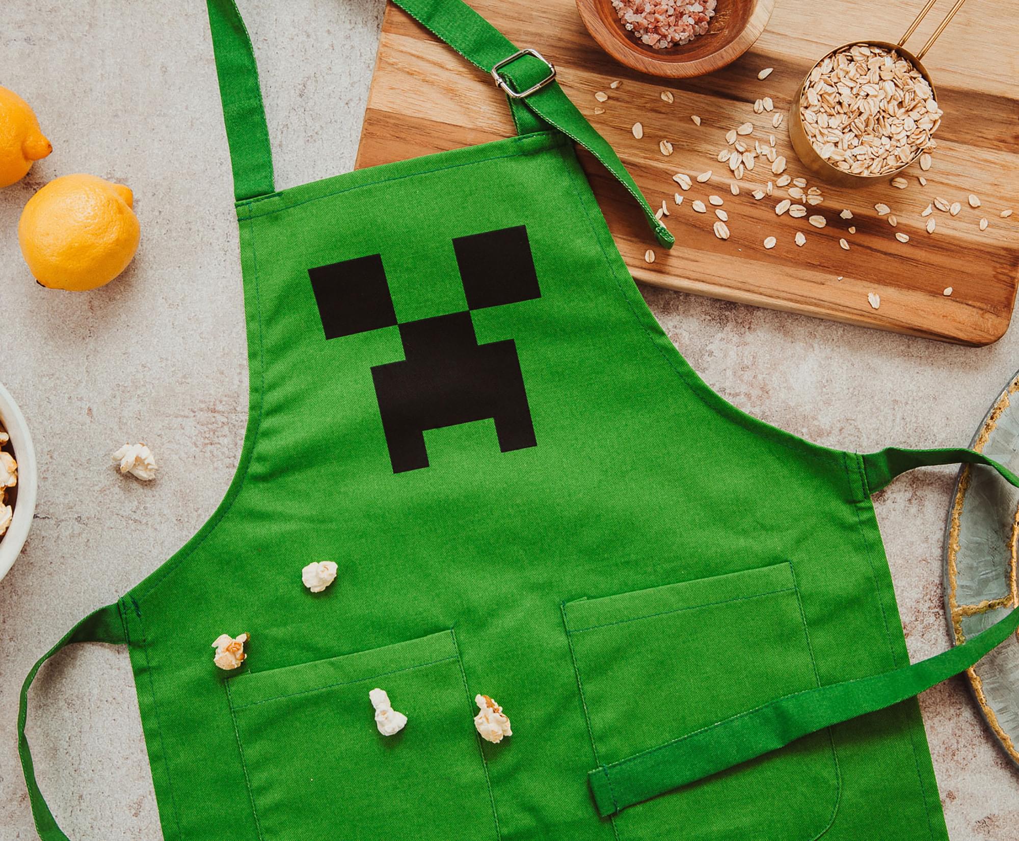 Minecraft Green Creeper Apron for Young Chefs