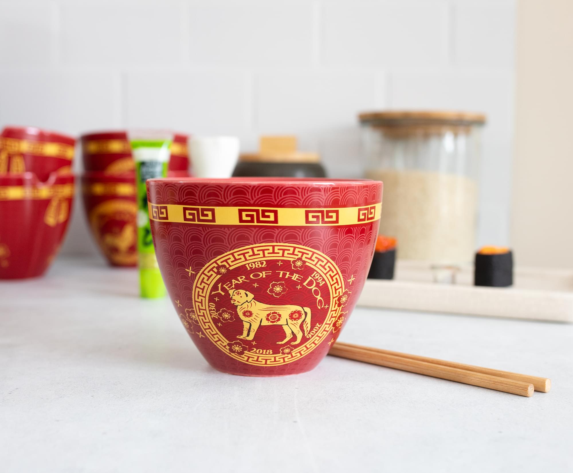 Lucky Dog Chinese Zodiac Ramen Bowl & Chopstick Set