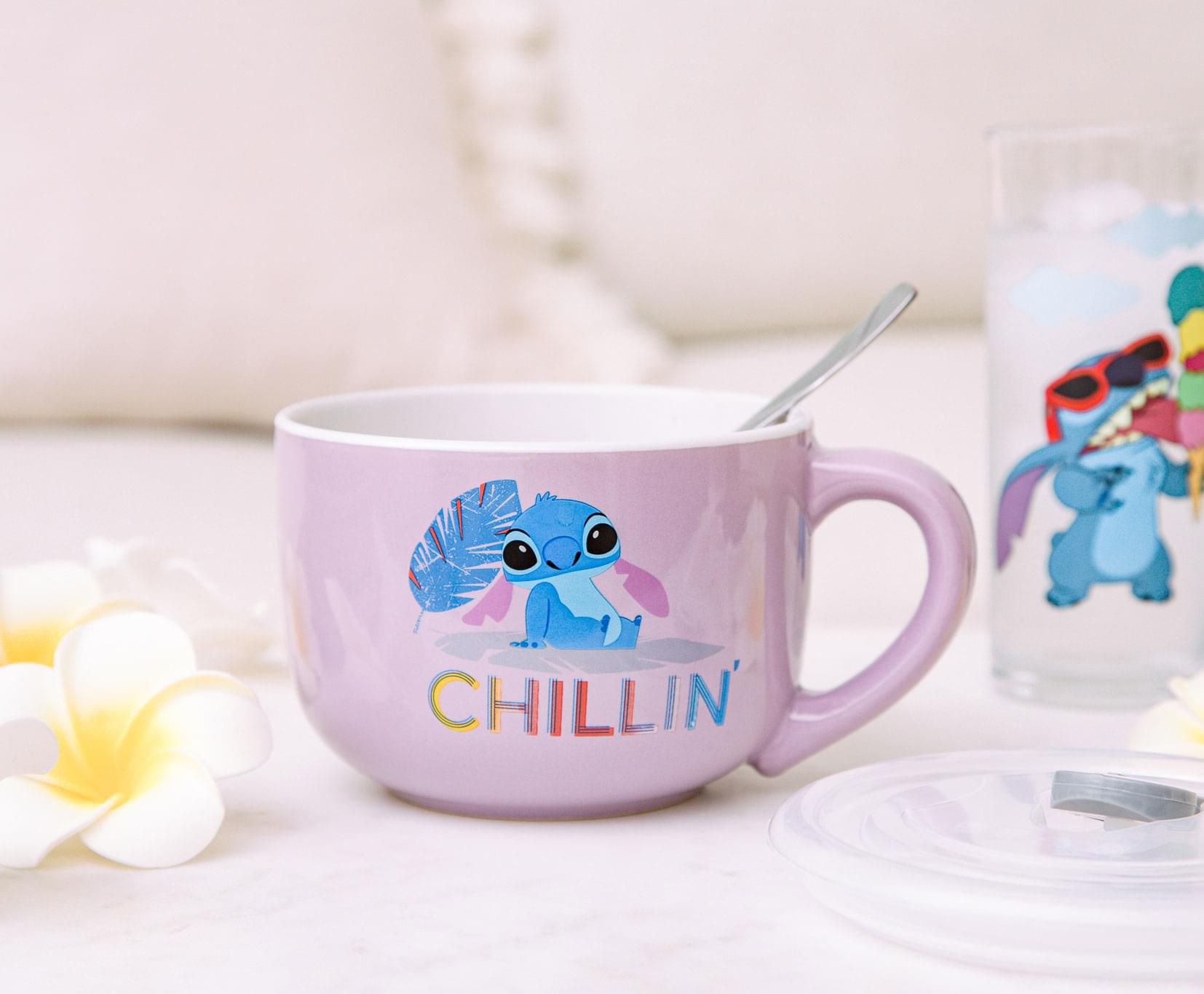 Disney Lilo & Stitch Ceramic Soup Mug with Vented Lid - 24 Ounce