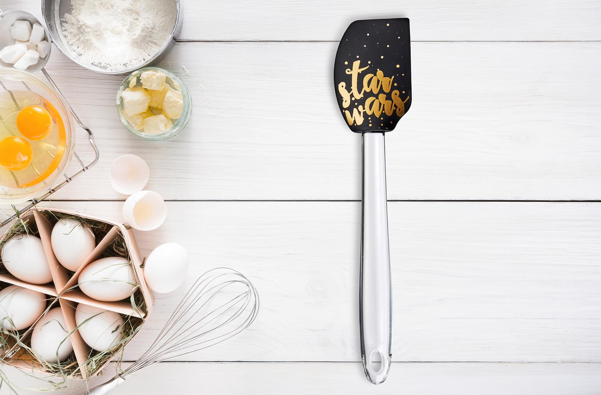 Star Wars 11" Silicone Spatula - Black/Gold Text 'Star Wars' - Unleash Your Jedi Cooking Skills