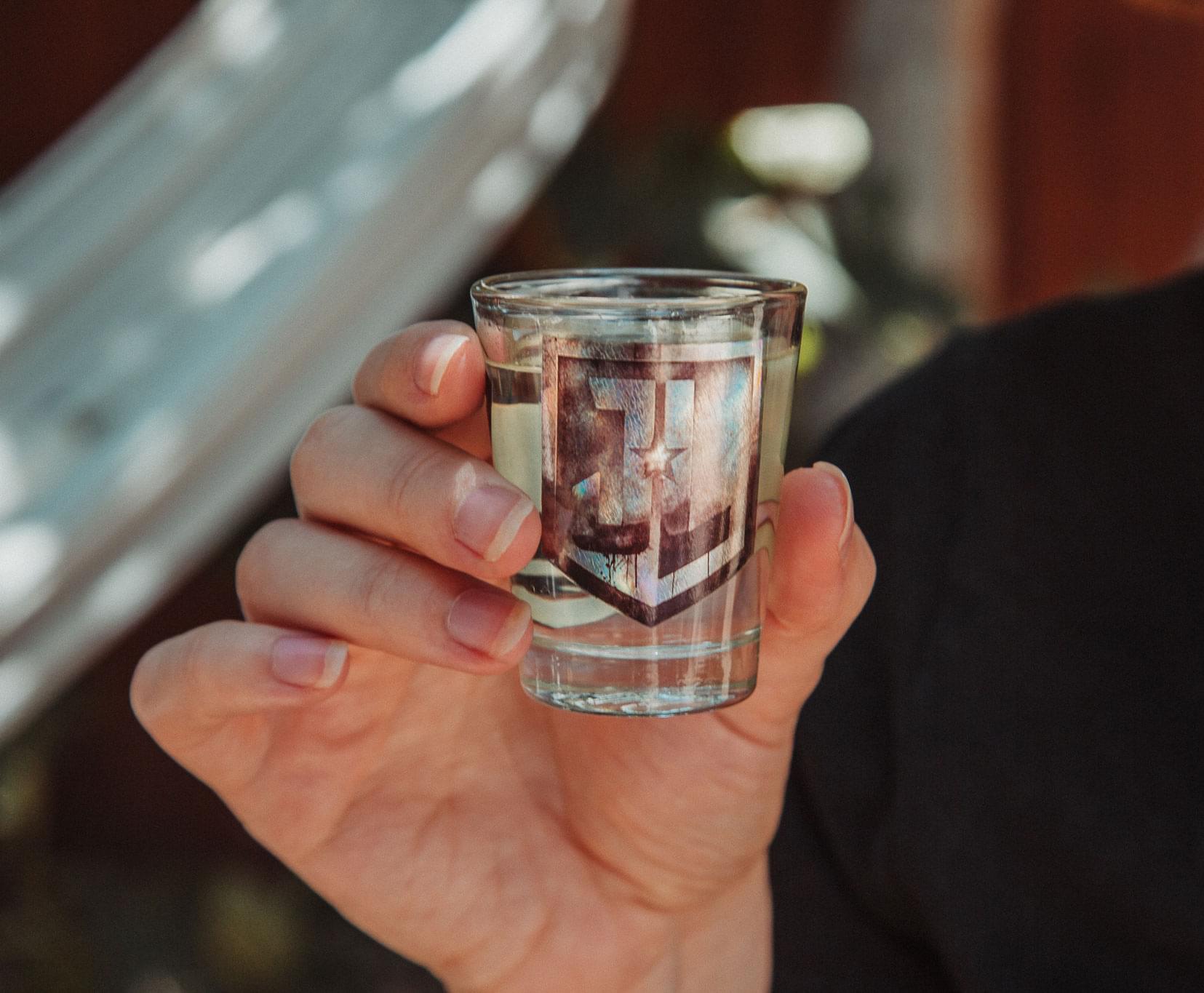 Justice League Movie Logos 1.5-Ounce Mini Shot Glasses - Set of 4