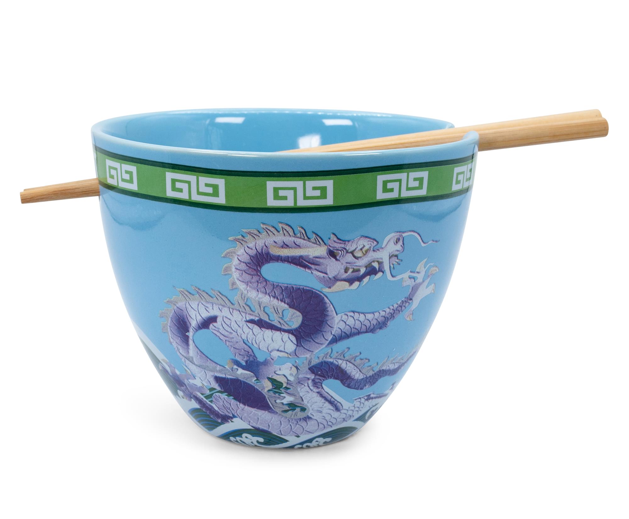 Bowl Bop Japanese Blue Dragons 16 - Ounce Ramen Dinnerware Set with Chopsticks