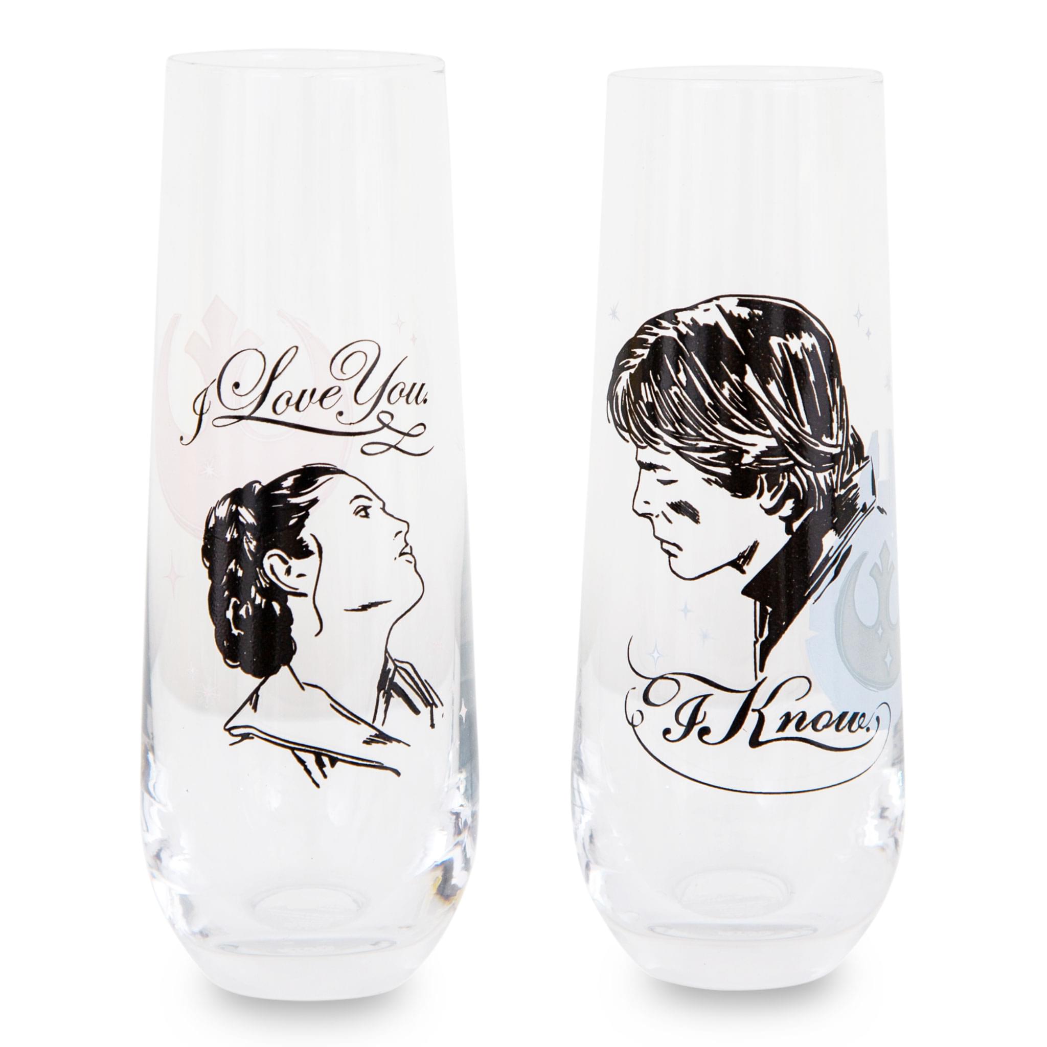 Star Wars Han and Leia 'I Love You, I Know' Stemless Fluted Glasses - Set of 2