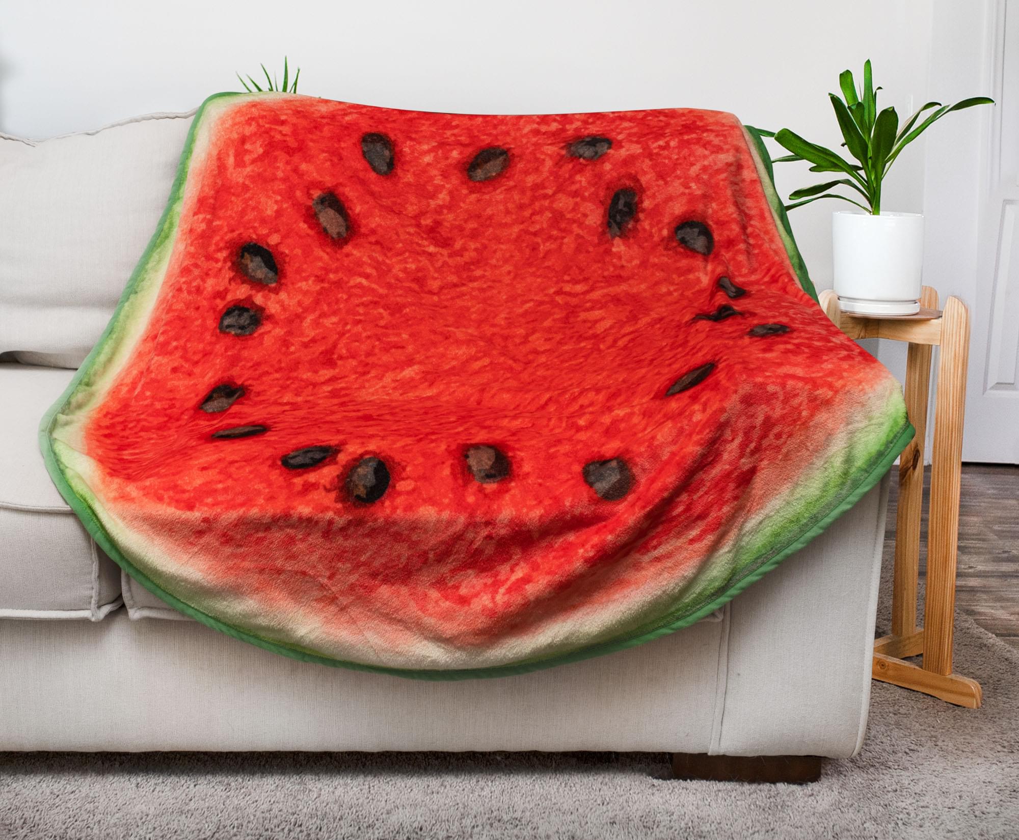 Round Watermelon Slice Fleece Throw Blanket - 60 Inches