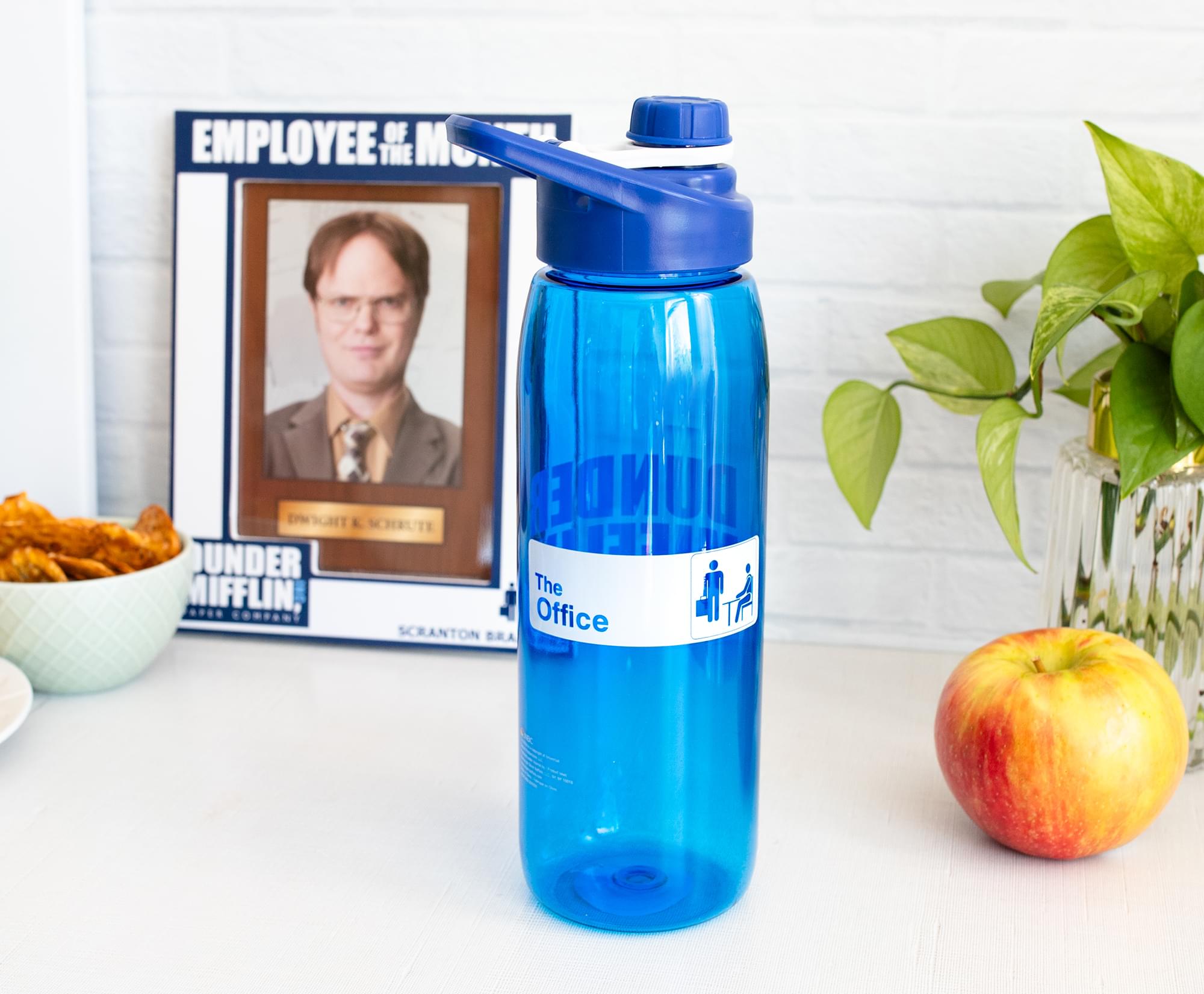 The Office Dunder Mifflin 28-Ounce Handle Lid Water Bottle - Keep Hydrated in Style