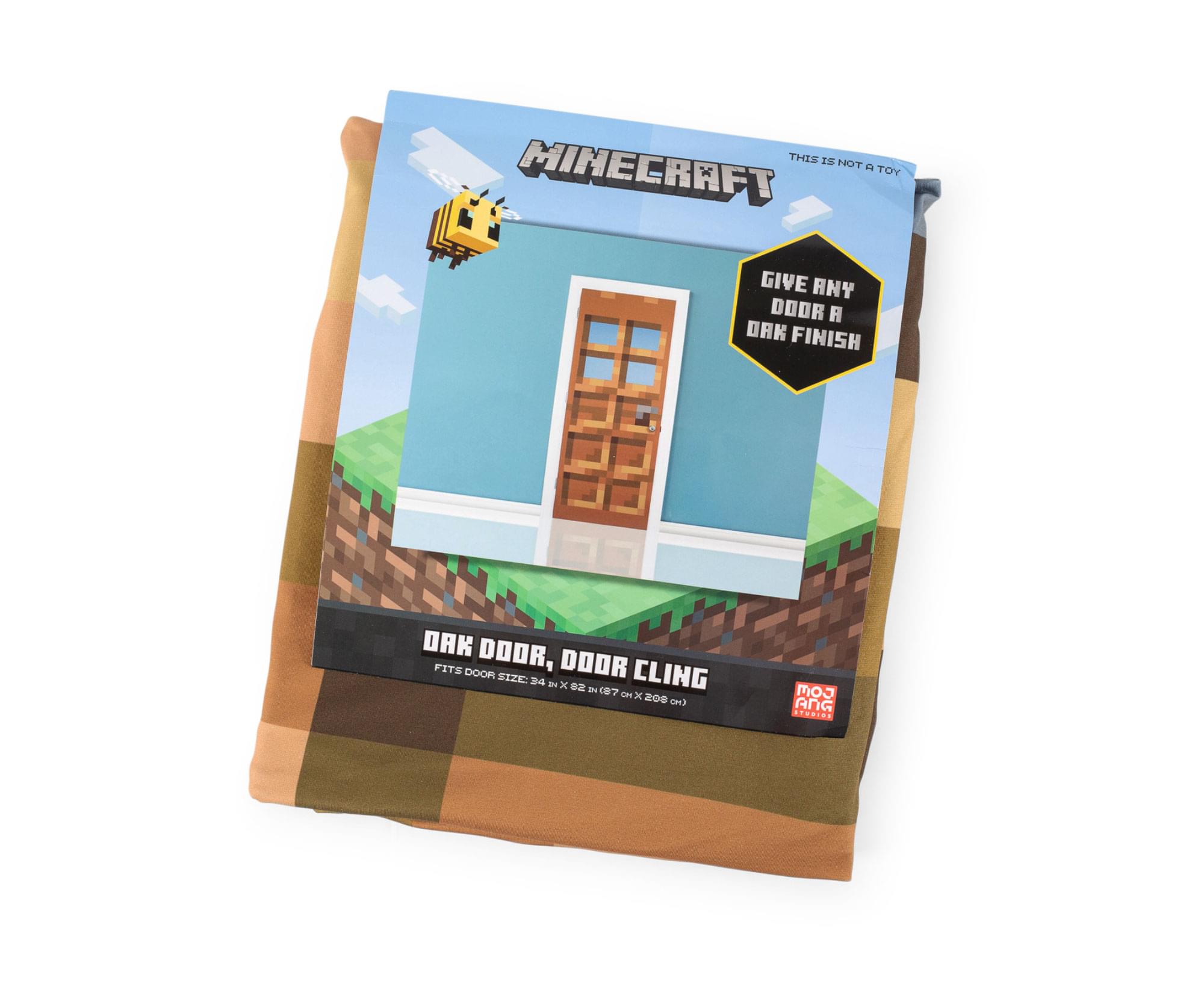 Transform Your Space with Minecraft Oakdoor Fabric Door Cling - 34 x 82 Inches