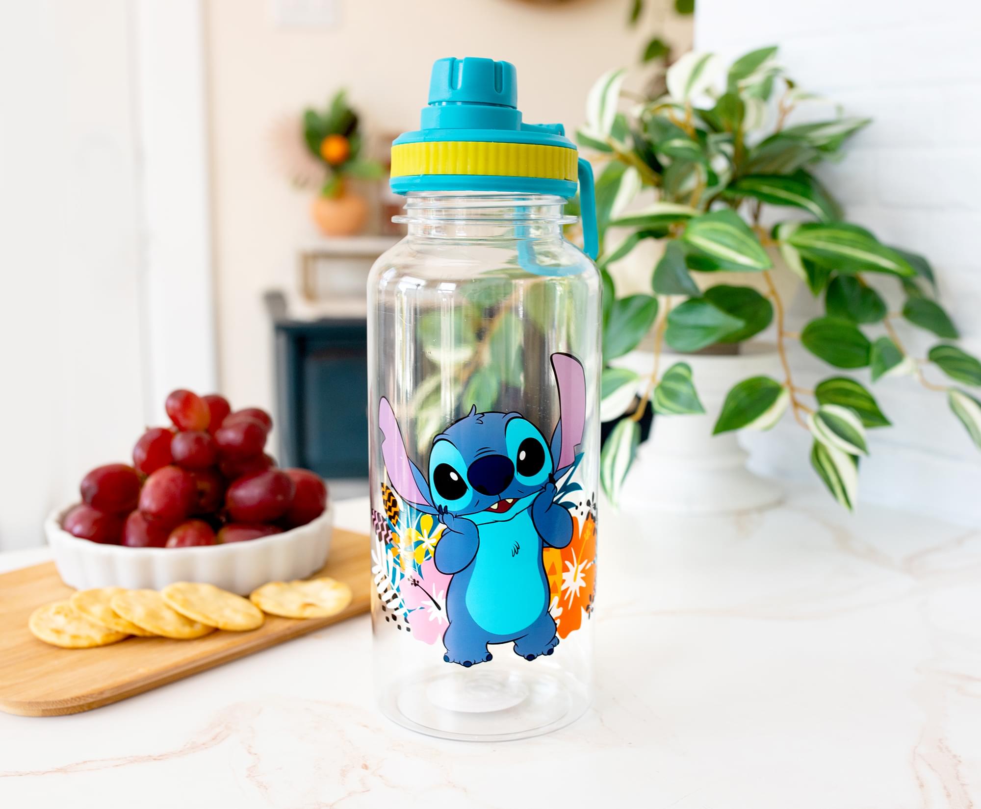Disney Lilo & Stitch 32-Ounce Twist Spout Water Bottle with Sticker Set - Tropical Fun!